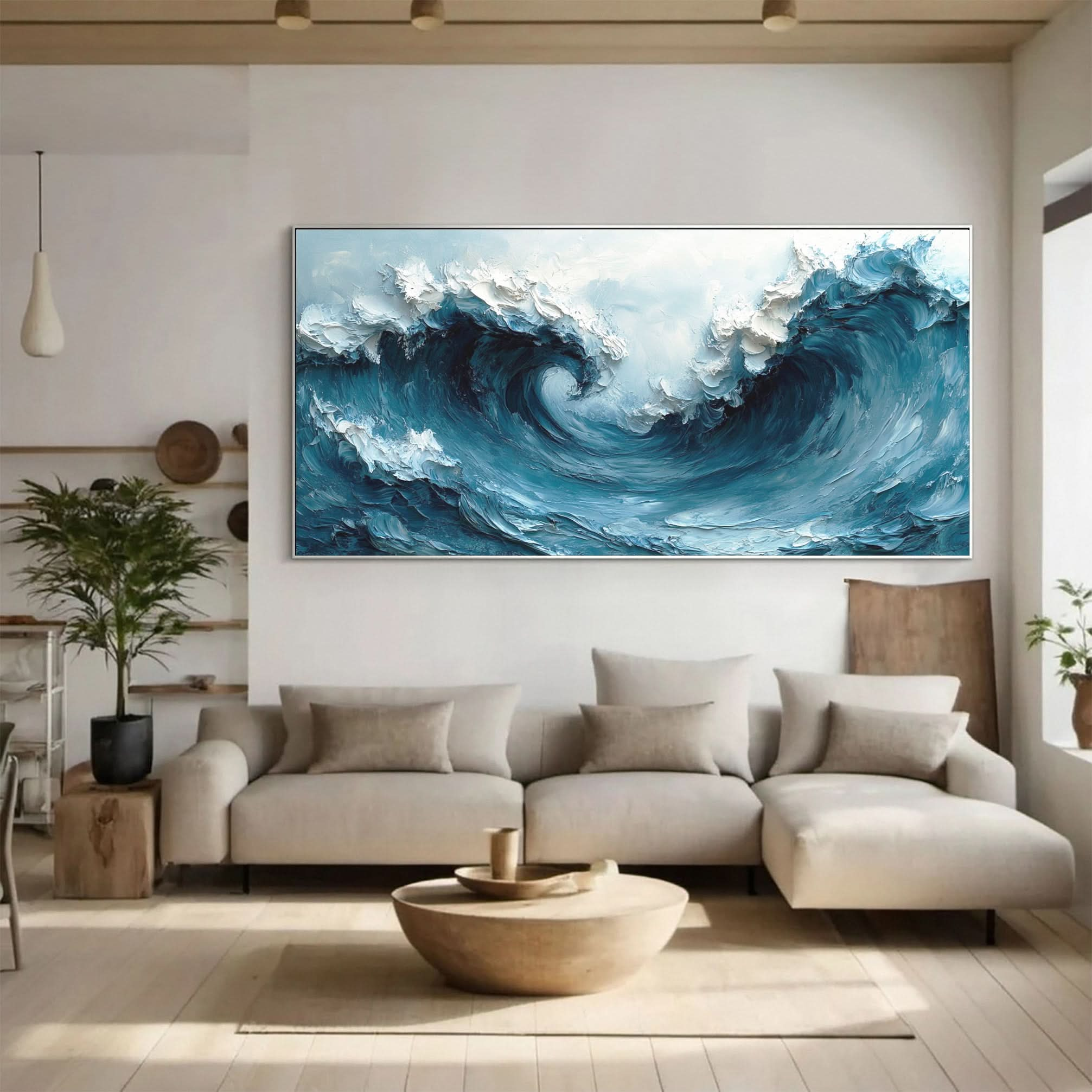 Large Abstract Sea Waves Artwork for Contemporary Wall Decor #OS 056