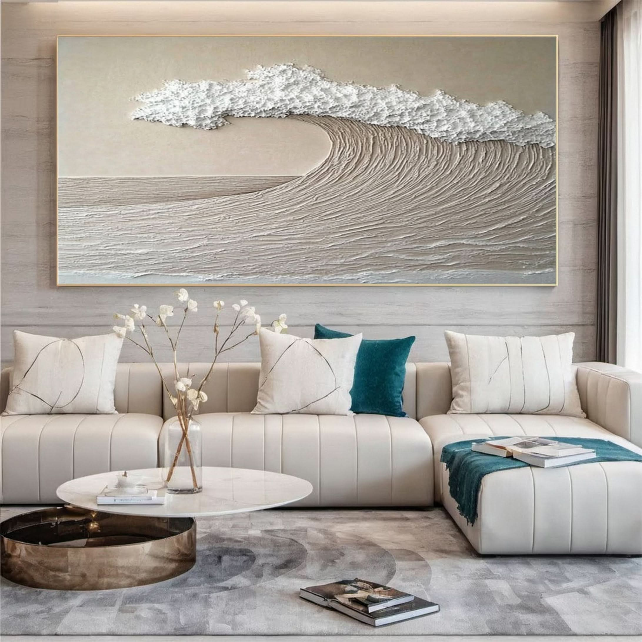 Dynamic Ocean Wave Canvas Art Textured Sea Painting #OS 073