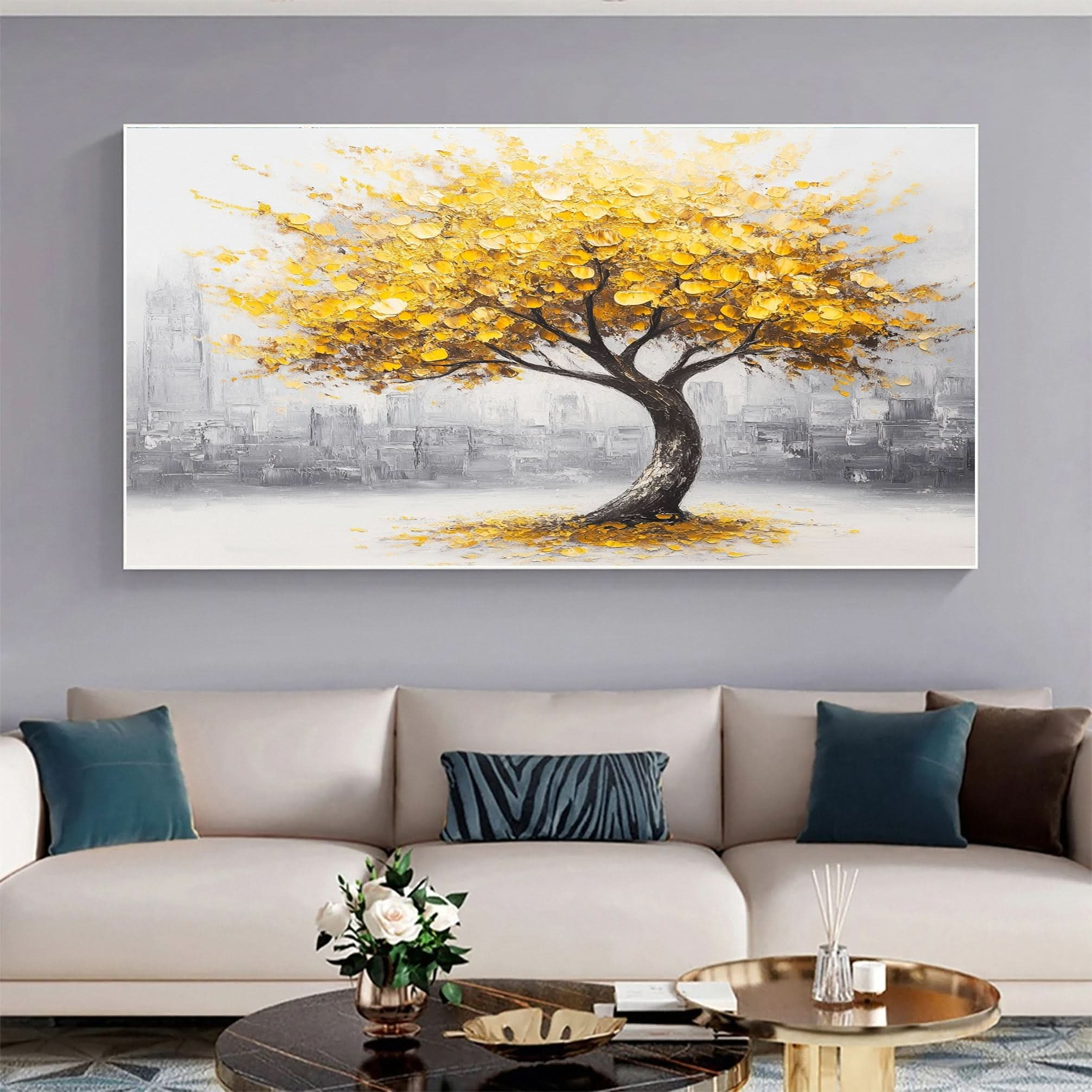 Golden Tree of Tranquility Canvas Art Luxurious Wall Decor #FT 060