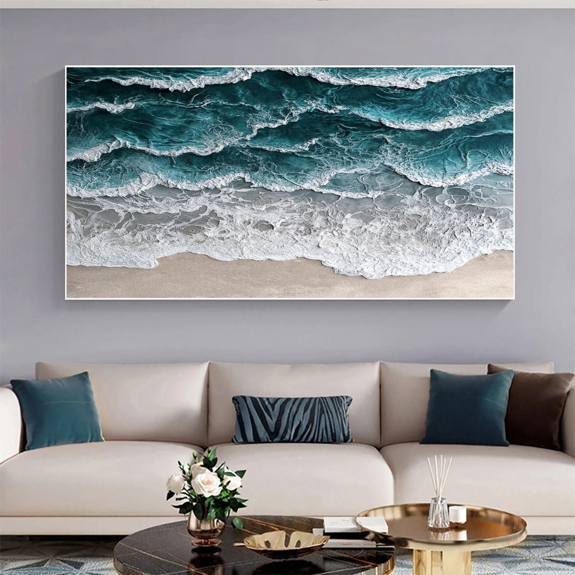 Large Textured Seascape Painting for Living Room Wall Art #OS 031