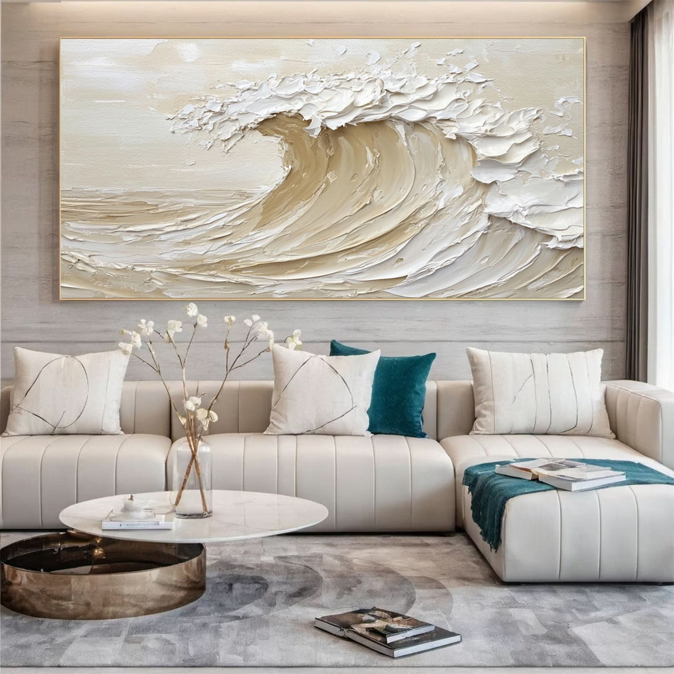 Dynamic Ocean Wave Canvas Art Textured Sea Painting #OS 072