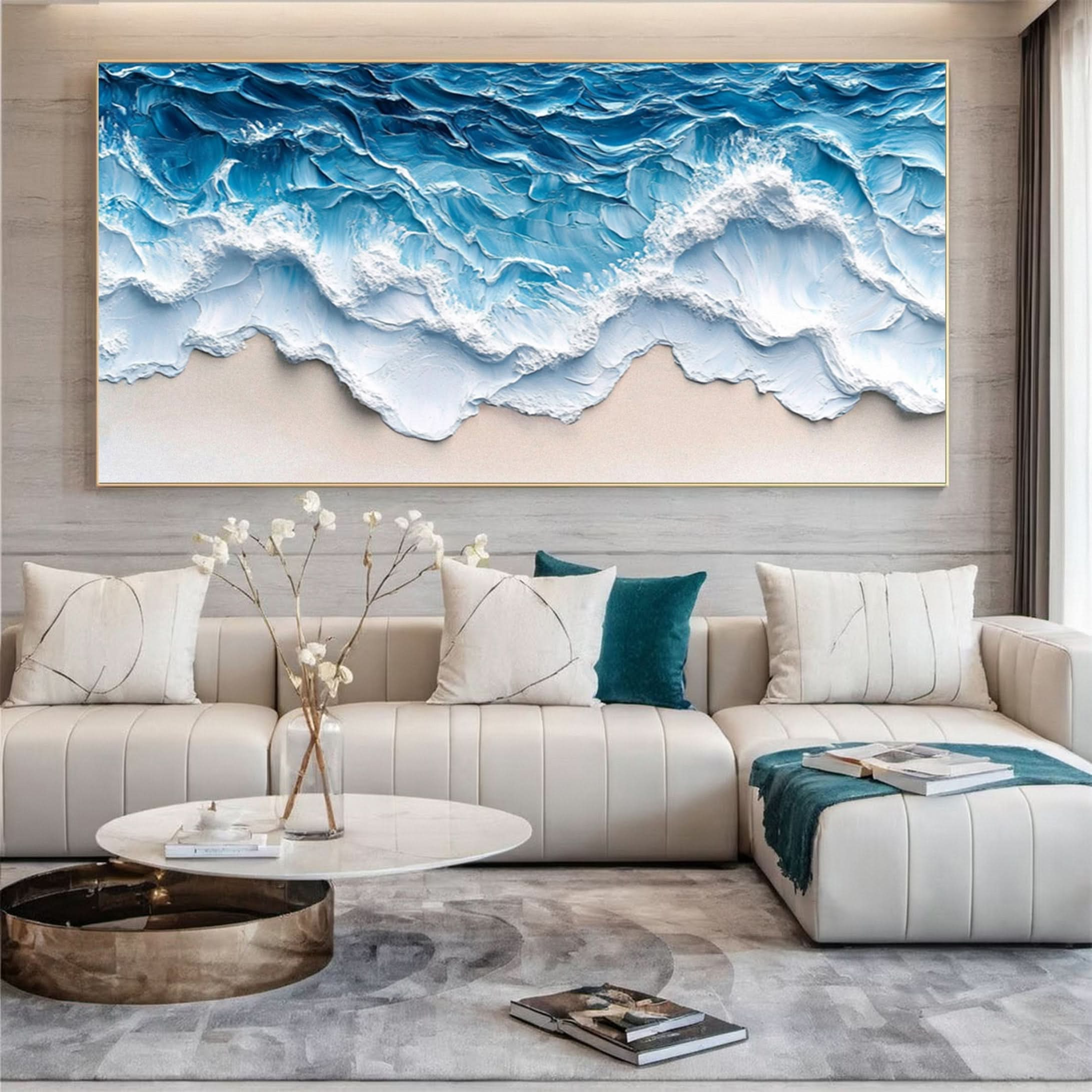 Large Textured Seascape Painting for Living Room Wall Art #OS 033