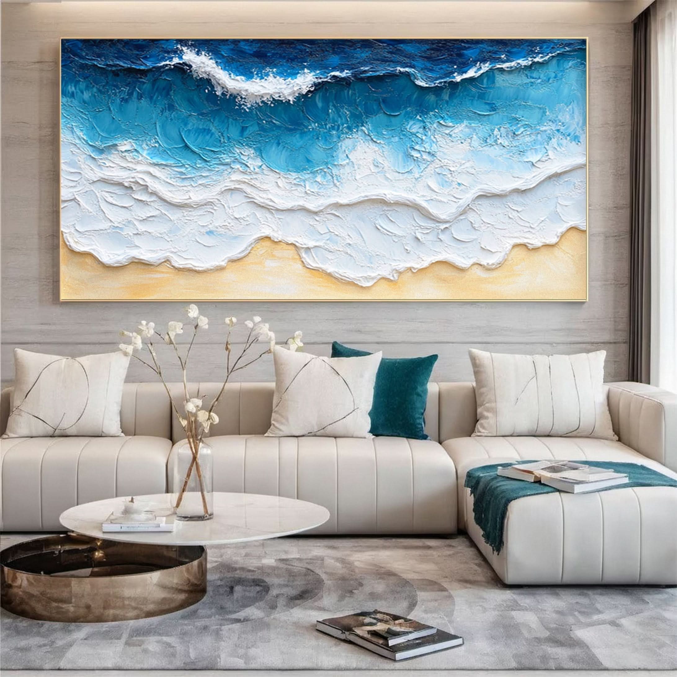 Large Textured Seascape Painting for Living Room Wall Art #OS 032