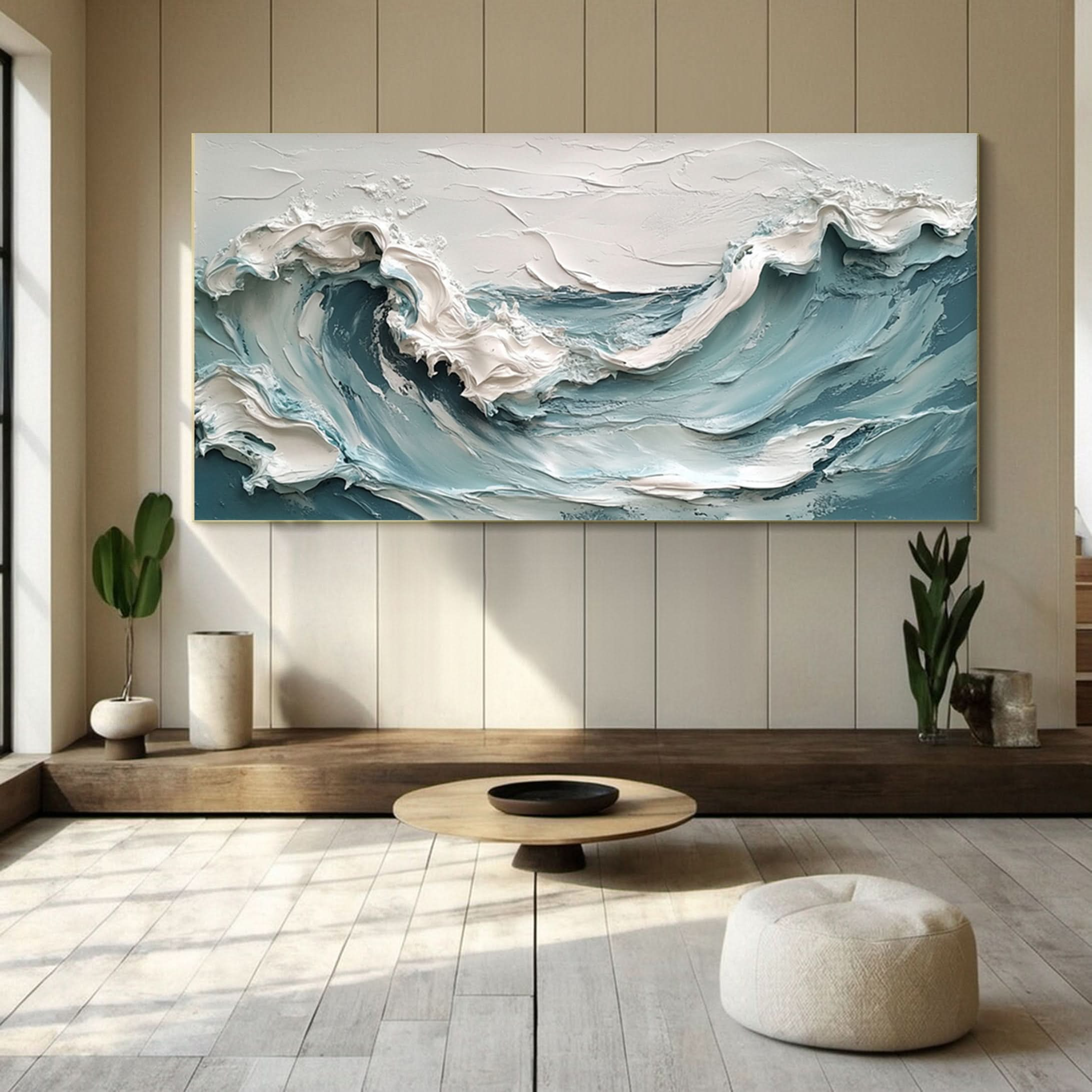 Large Abstract Sea Waves Artwork for Contemporary Wall Decor #OS 054