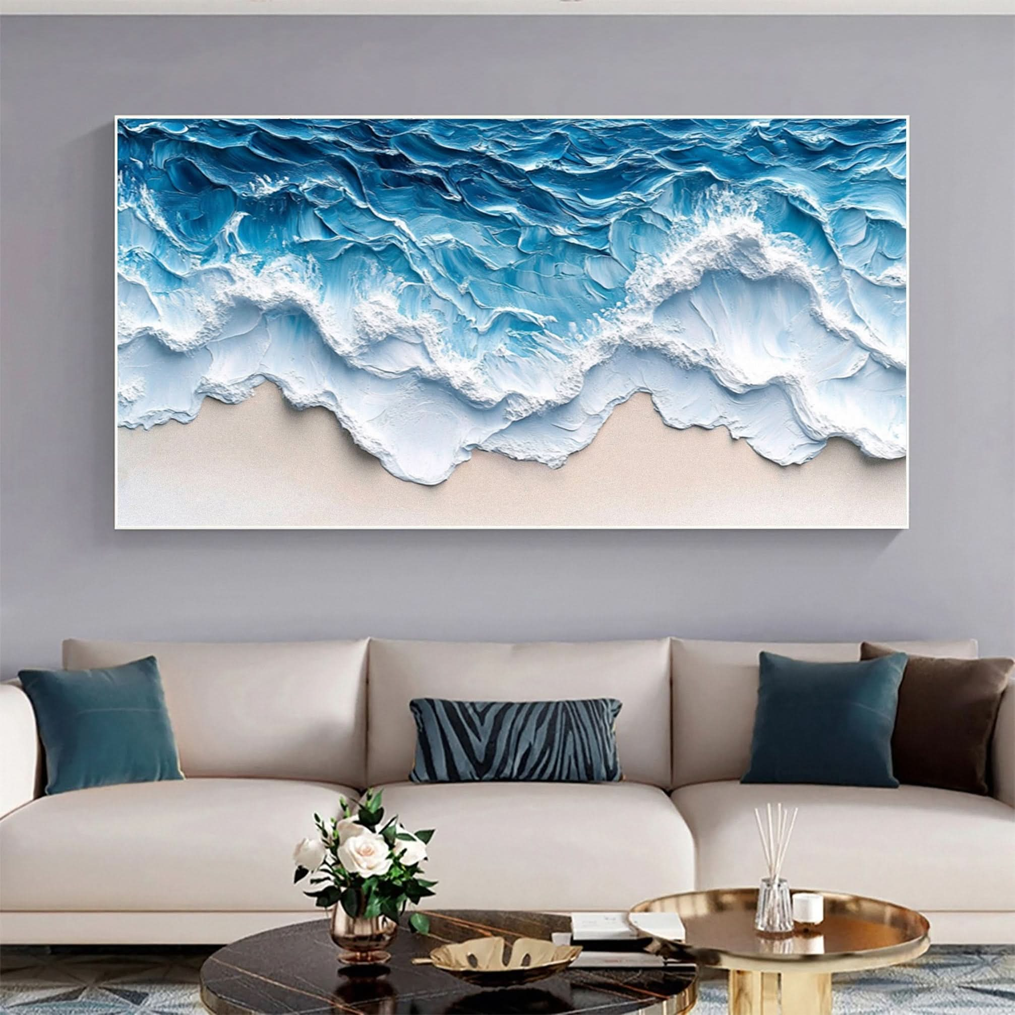 Large Textured Seascape Painting for Living Room Wall Art #OS 033