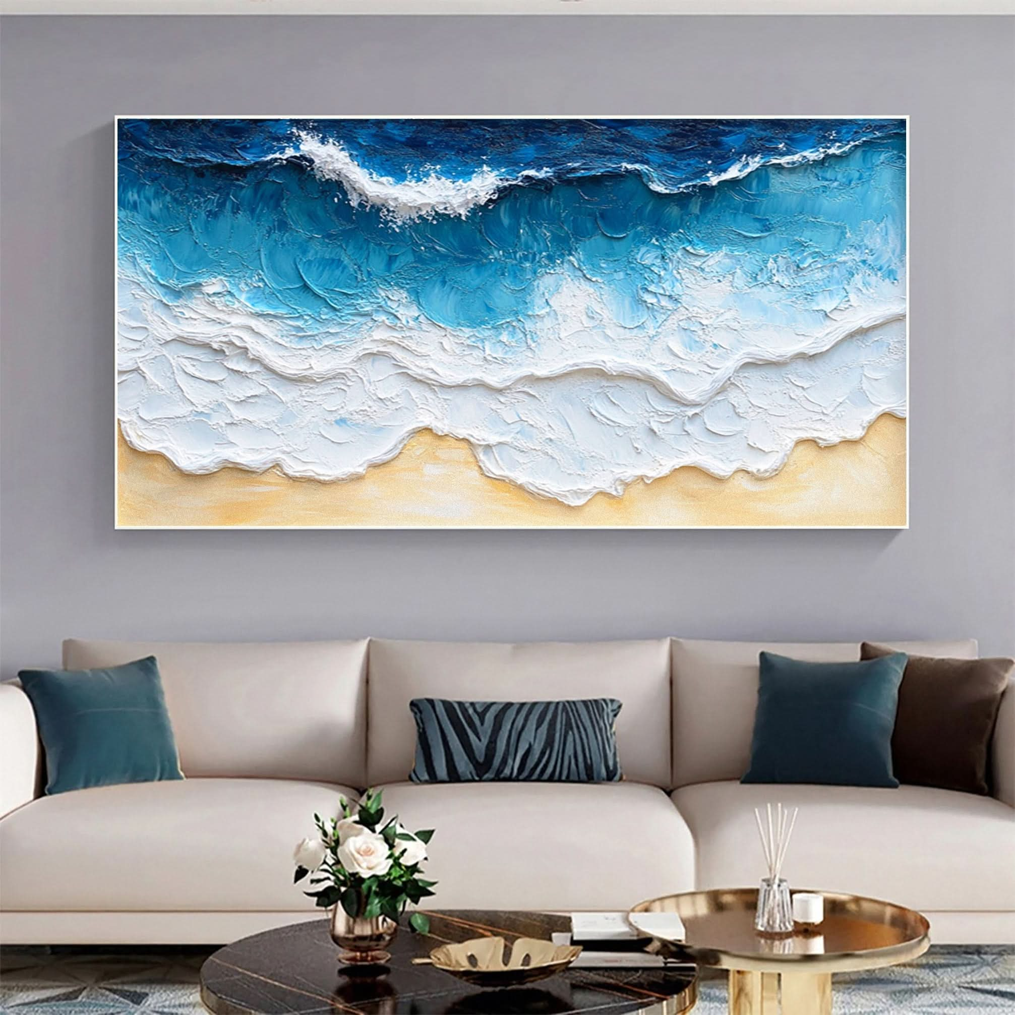 Large Textured Seascape Painting for Living Room Wall Art #OS 032