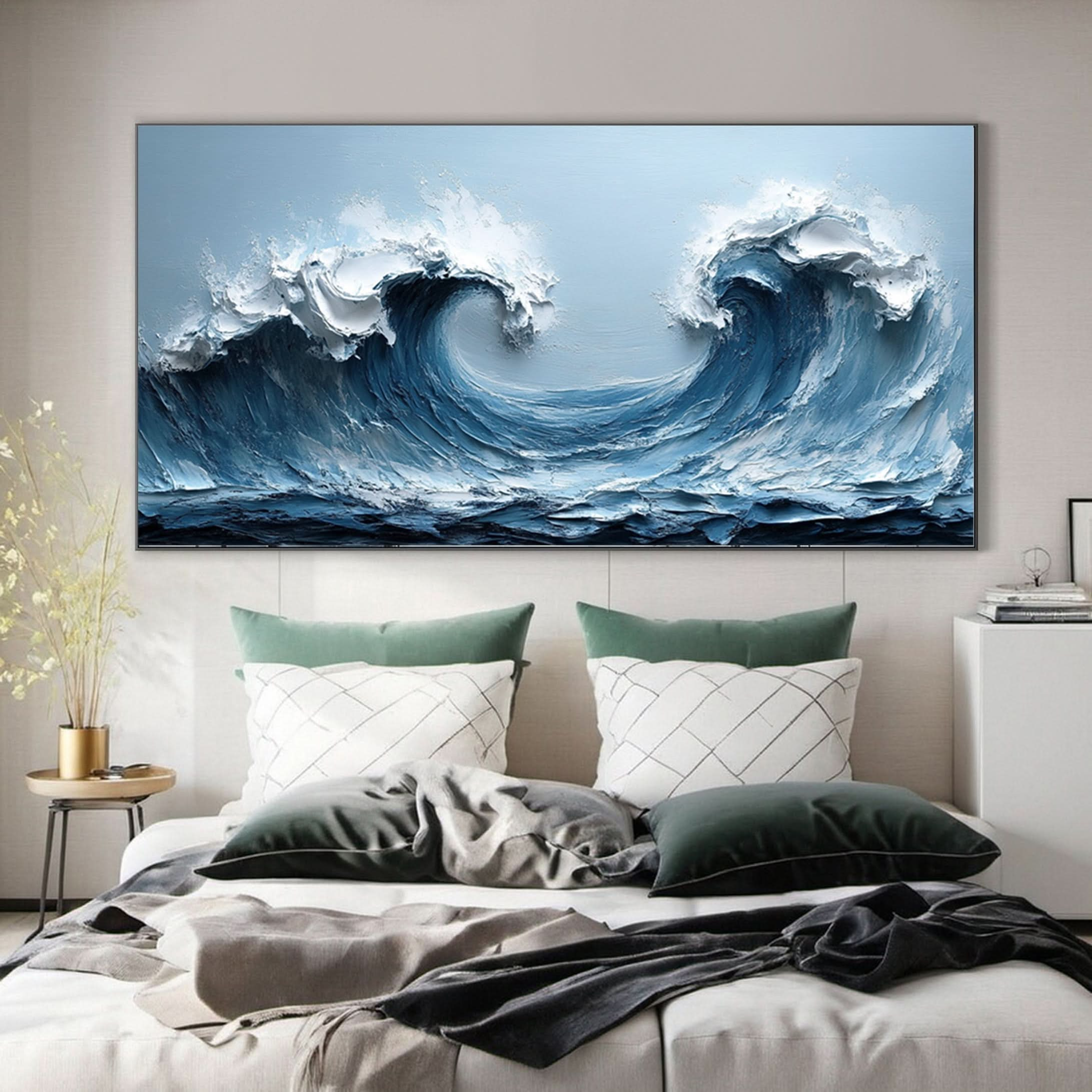 Large Abstract Sea Waves Artwork for Contemporary Wall Decor #OS 055