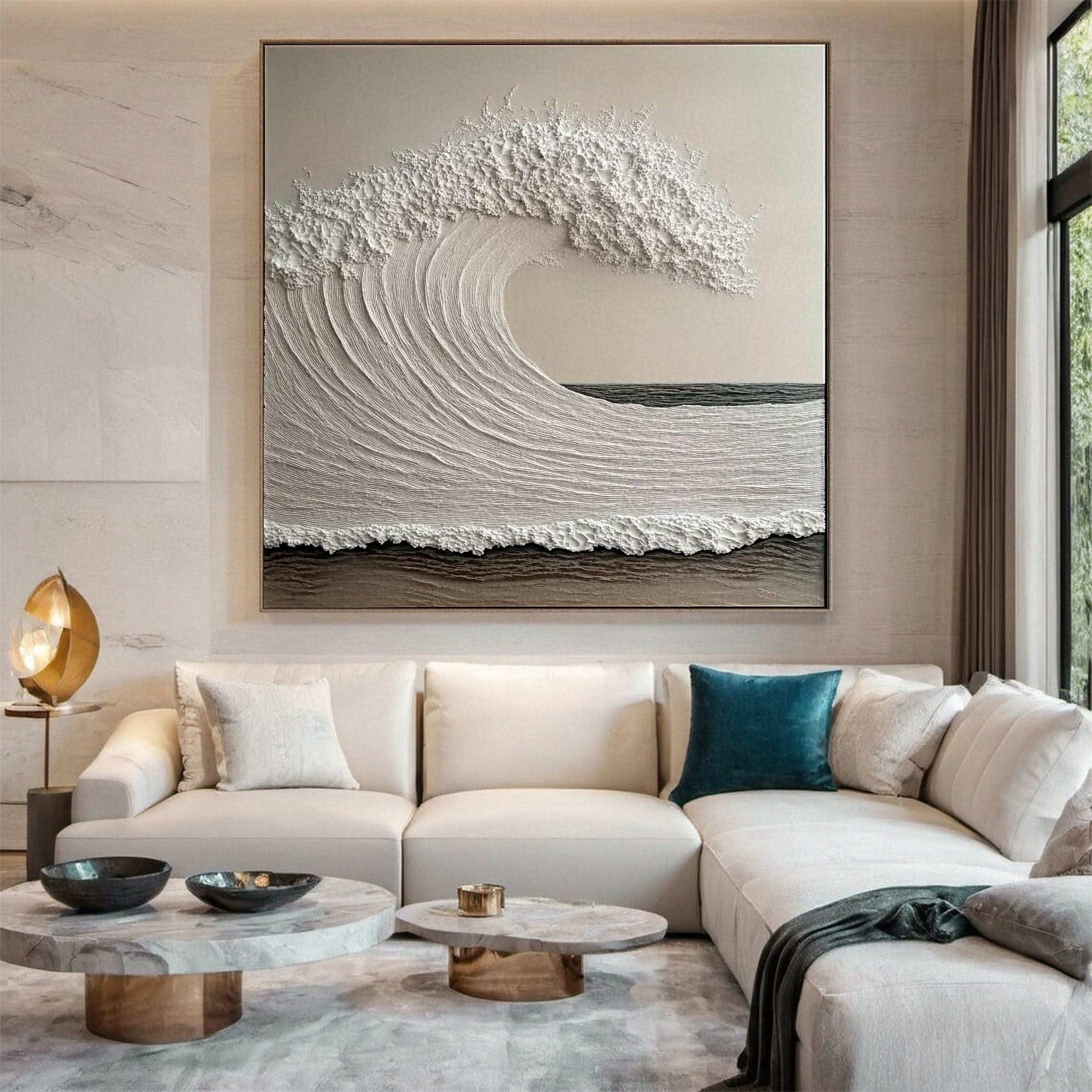 Dynamic Ocean Wave Canvas Art Textured Sea Painting #OS 078