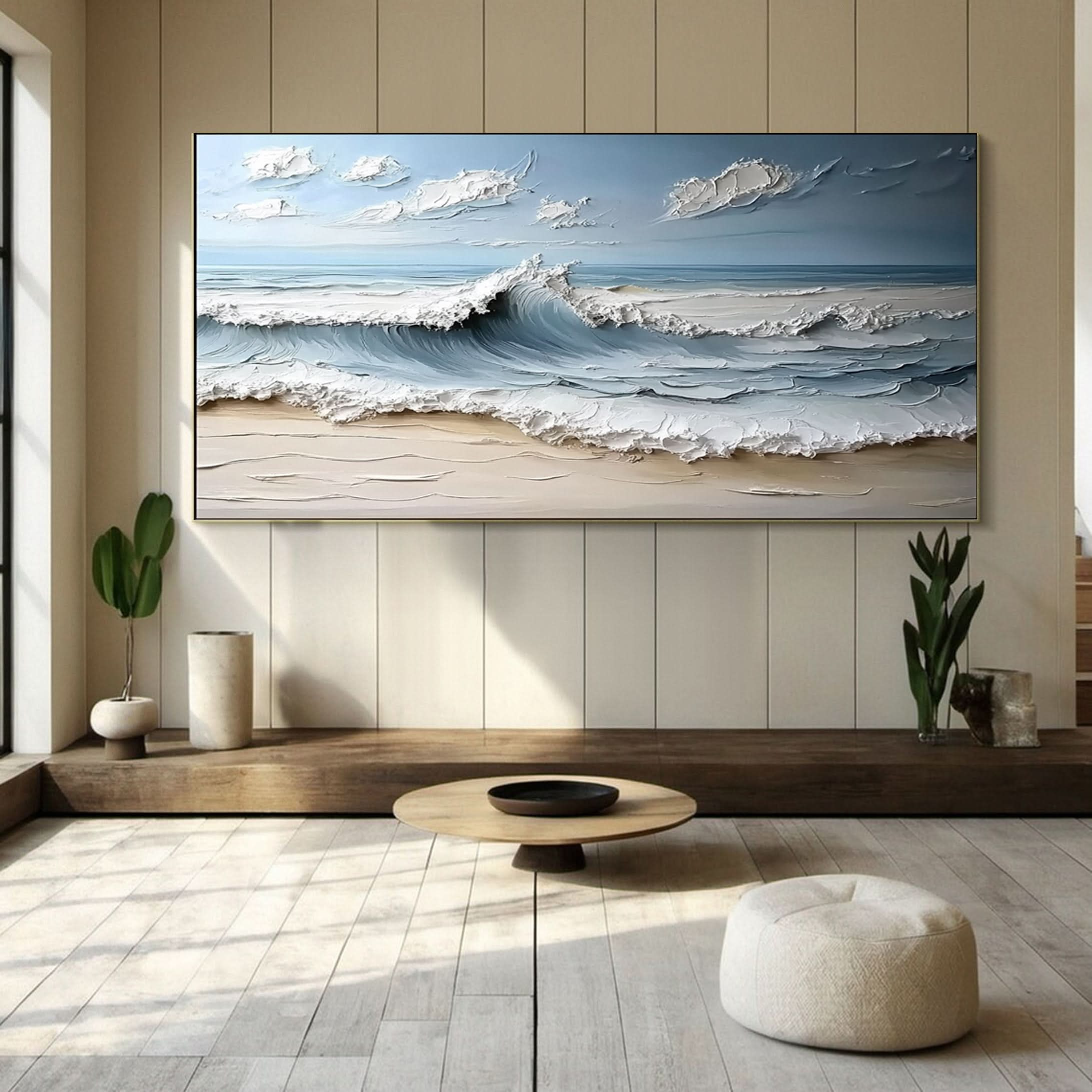 Marine Elegance Luxurious Blue Waves Oil Canvas for Modern Interiors #OS 051