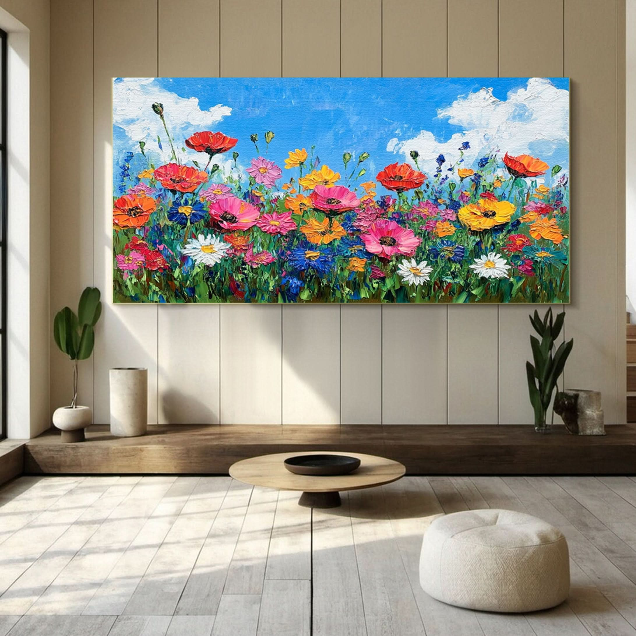 Lively Meadow Flowers Canvas Art Vivid Floral Wall Decor for Room Decor #FT 051