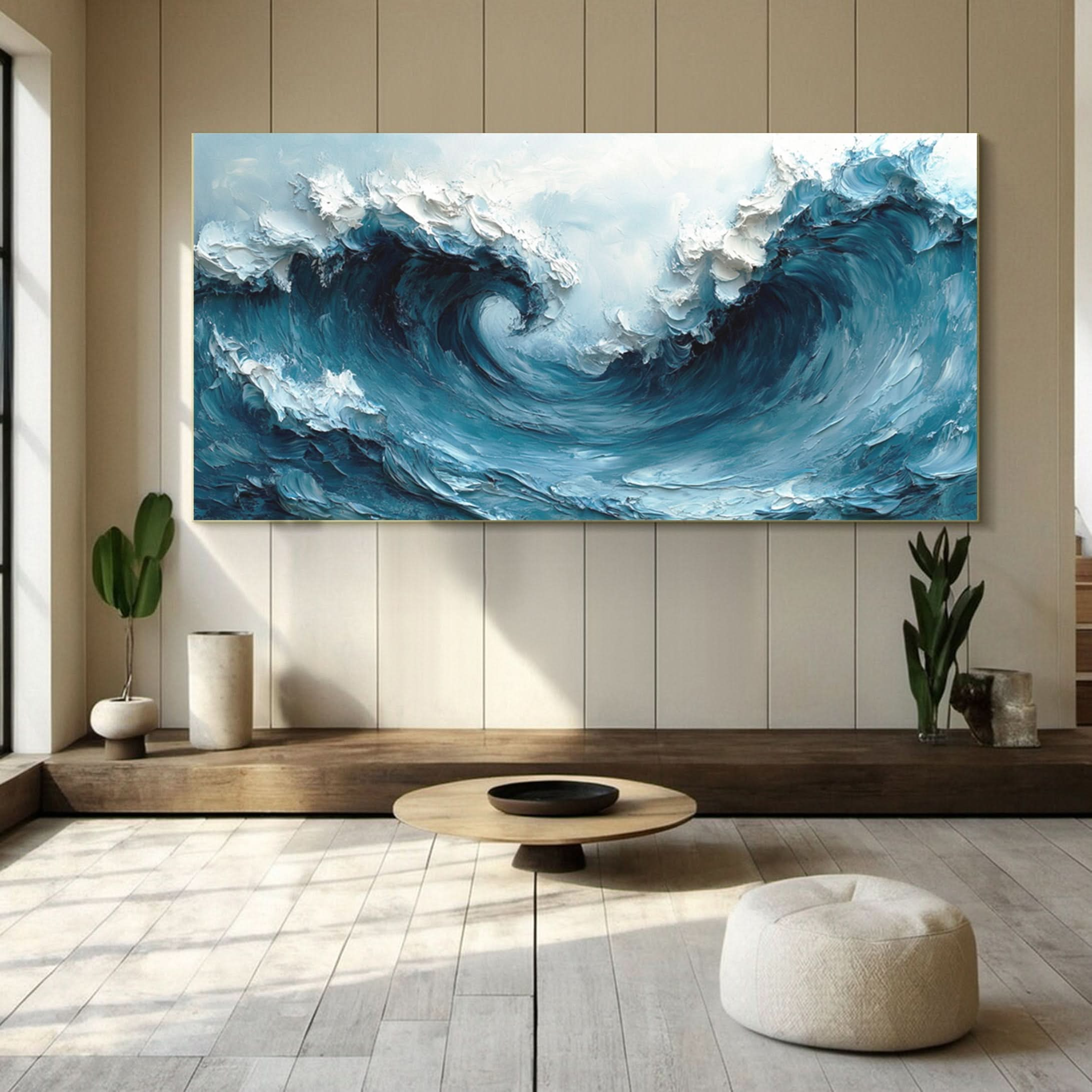 Large Abstract Sea Waves Artwork for Contemporary Wall Decor #OS 056