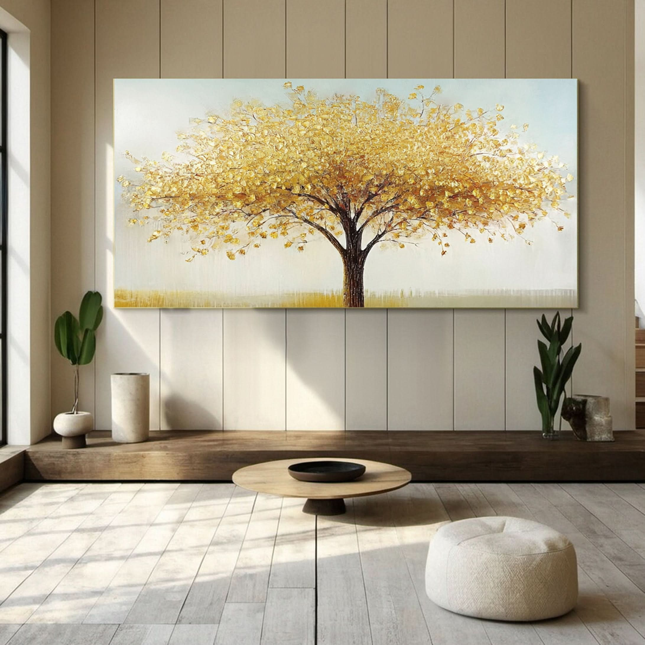 Golden Tree of Tranquility Canvas Art Luxurious Wall Decor #FT 057