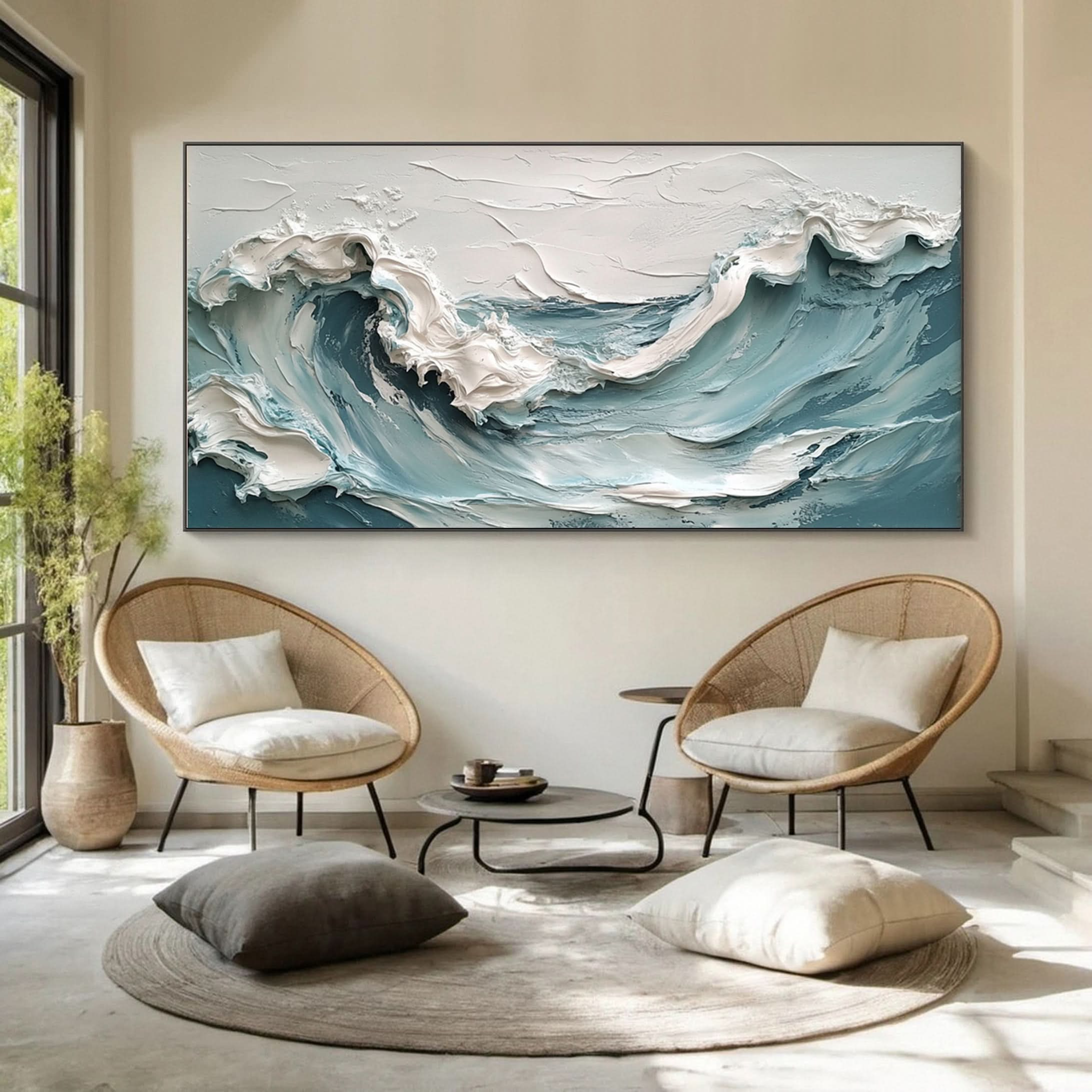 Large Abstract Sea Waves Artwork for Contemporary Wall Decor #OS 054