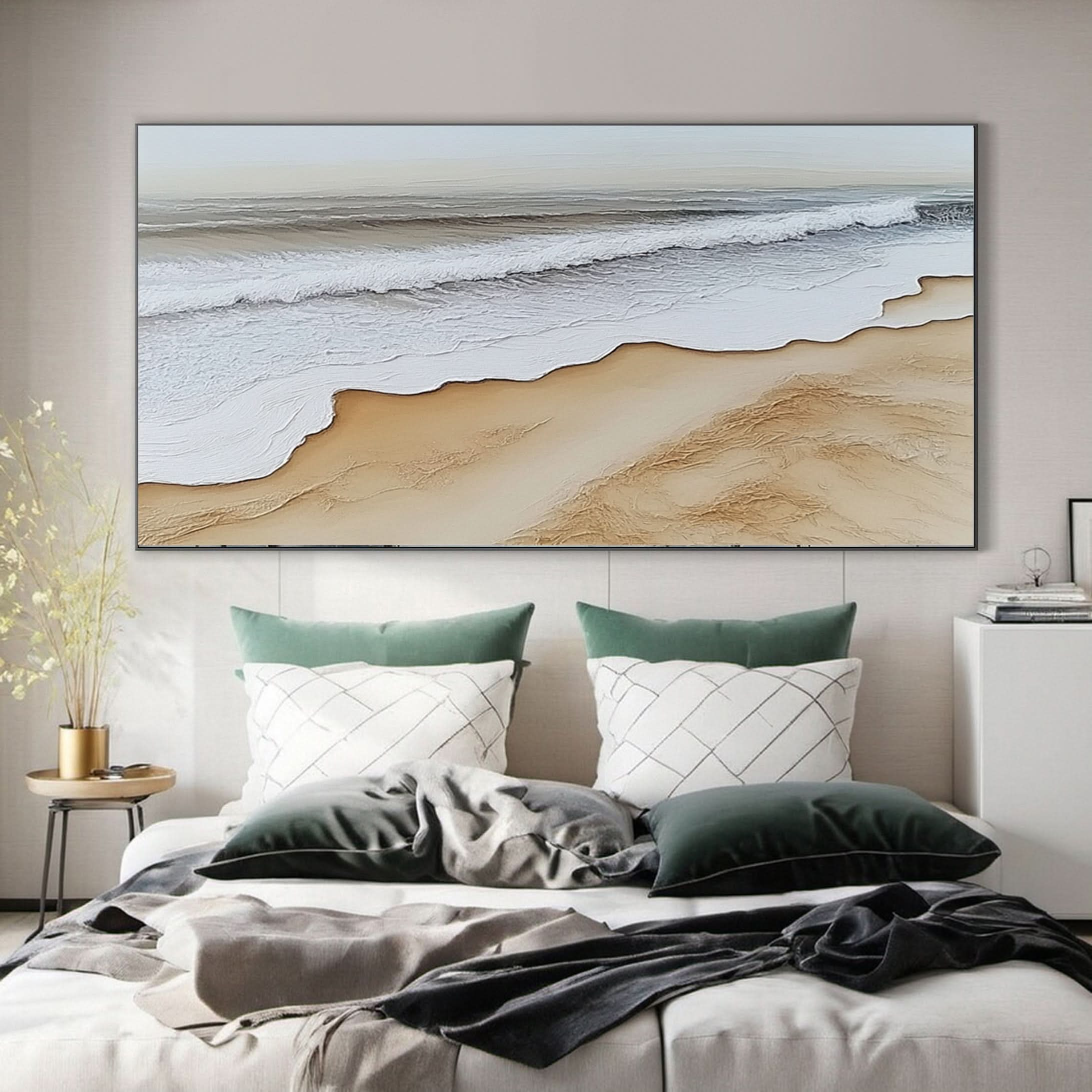 Dynamic Ocean Wave Canvas Art Textured Sea Painting #OS 074