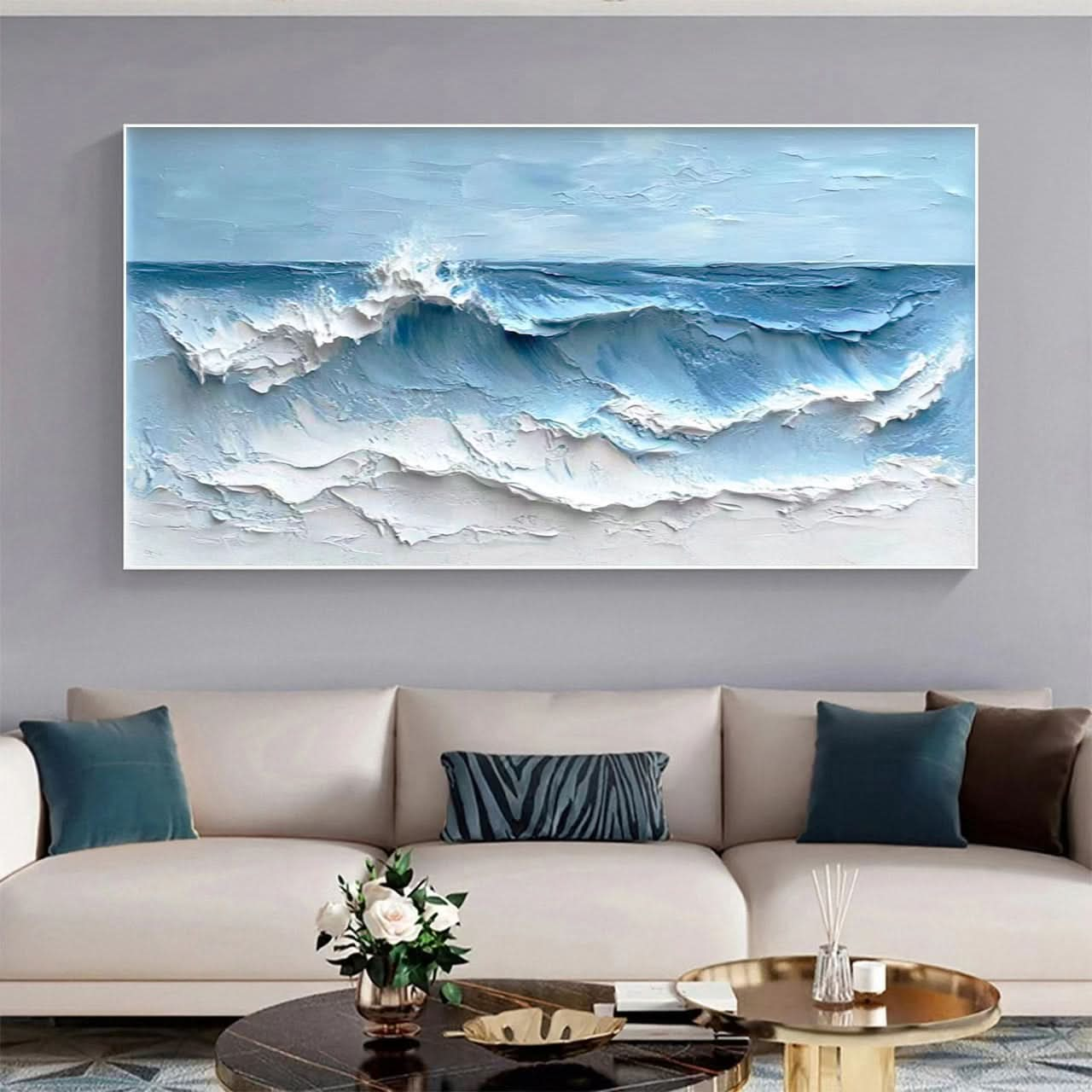 Large Textured Seascape Painting for Living Room Wall Art #OS 039