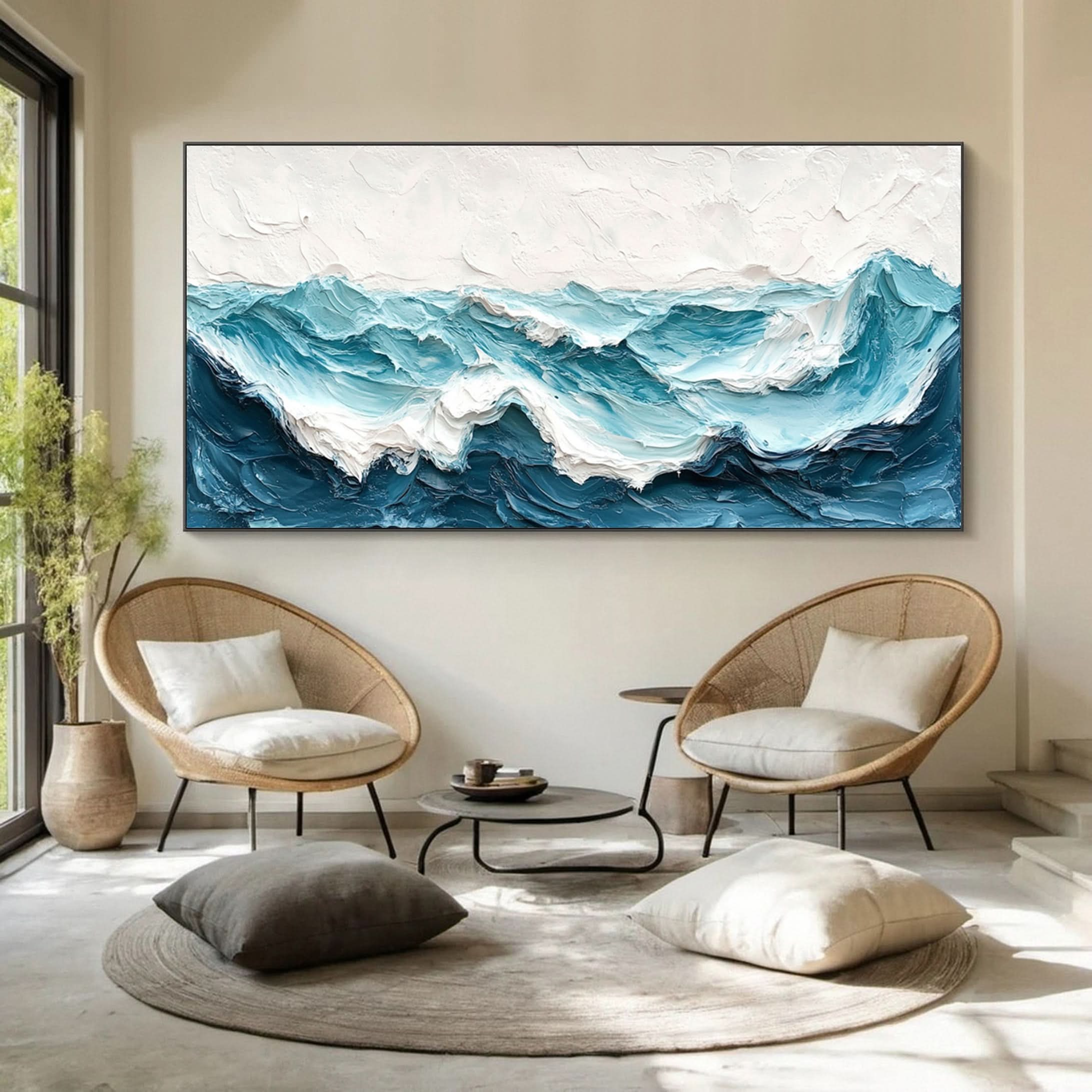 Large Abstract Sea Waves Artwork for Contemporary Wall Decor #OS 057