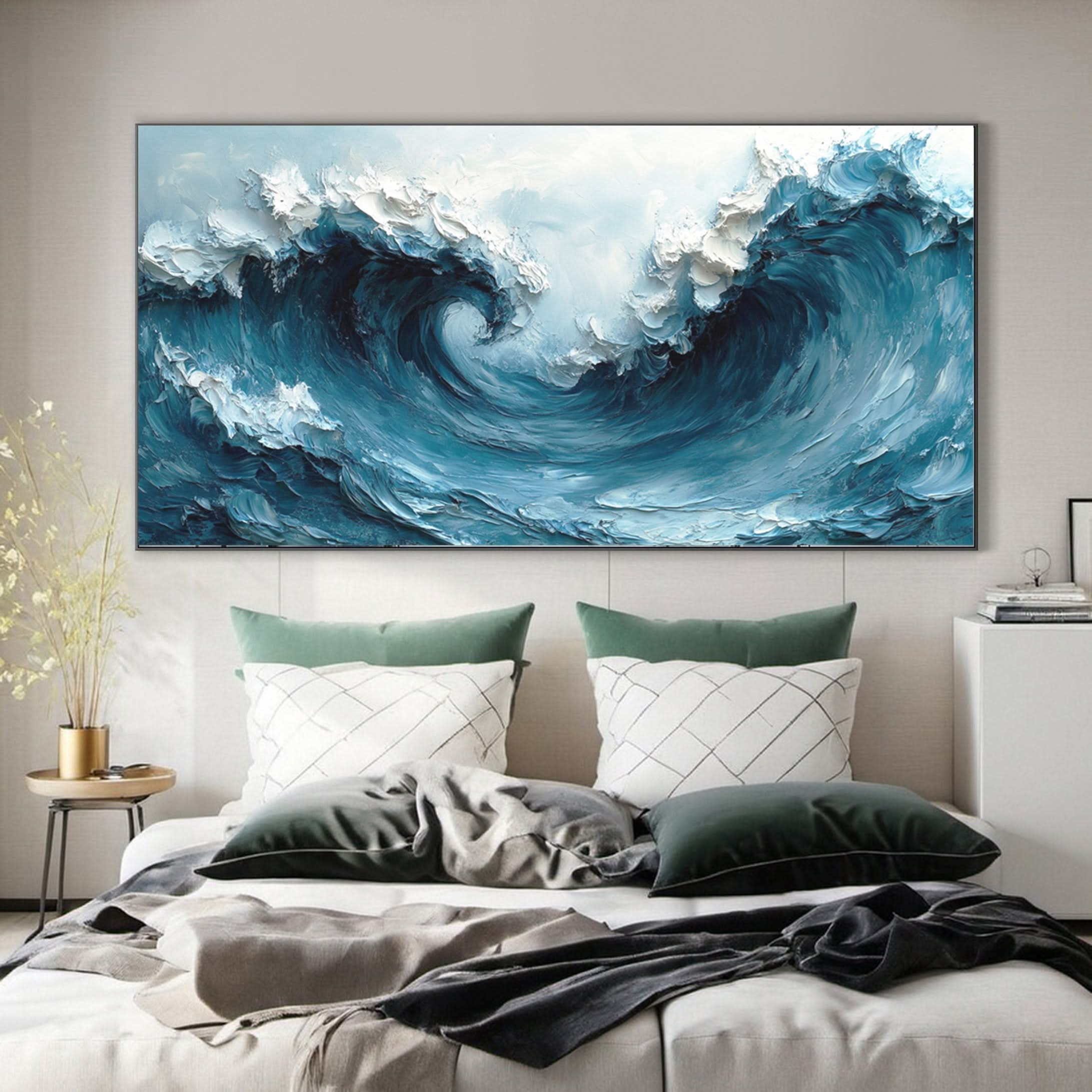 Large Abstract Sea Waves Artwork for Contemporary Wall Decor #OS 056