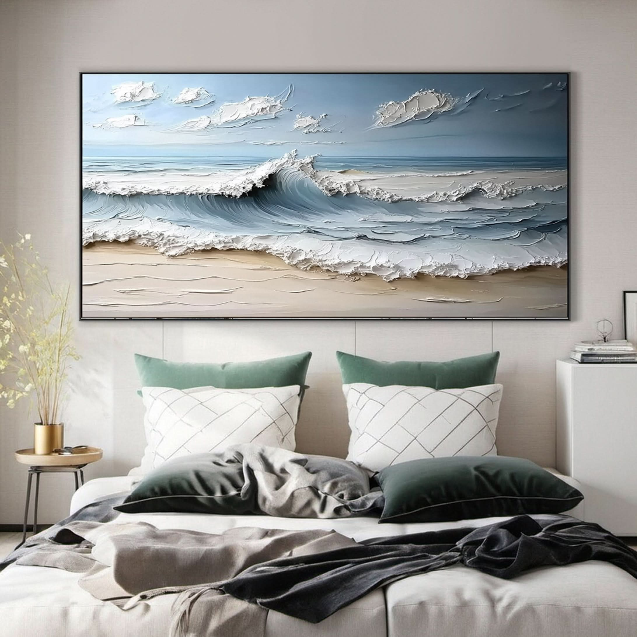 Marine Elegance Luxurious Blue Waves Oil Canvas for Modern Interiors #OS 051