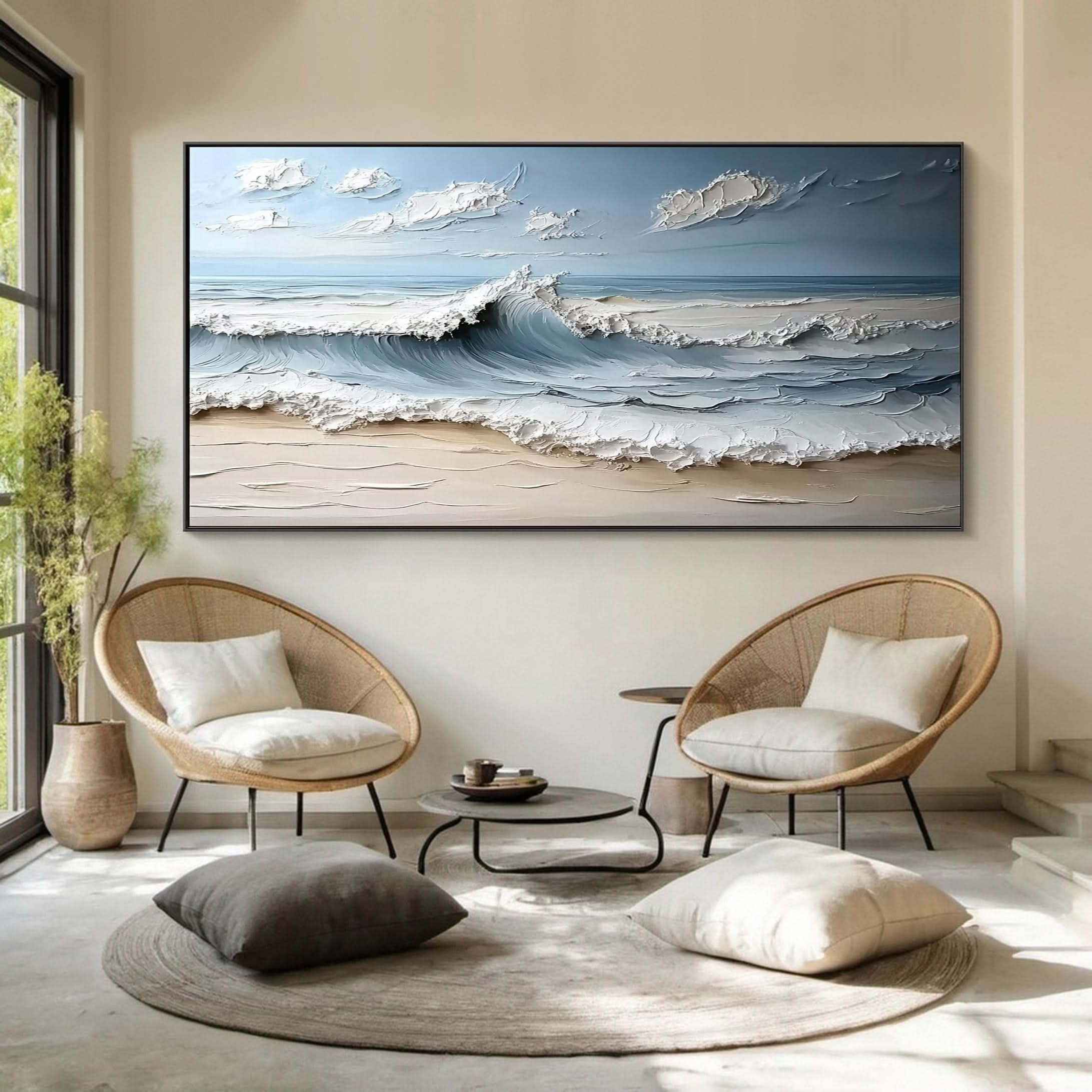 Marine Elegance Luxurious Blue Waves Oil Canvas for Modern Interiors #OS 051