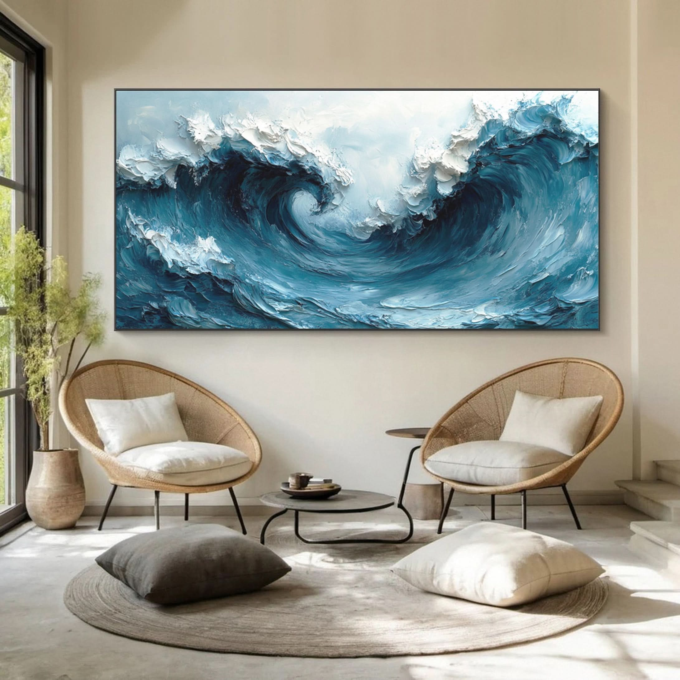 Large Abstract Sea Waves Artwork for Contemporary Wall Decor #OS 056