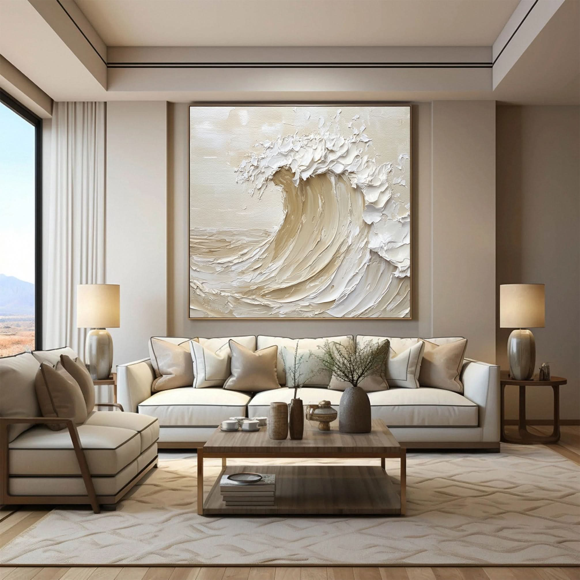 Dynamic Ocean Wave Canvas Art Textured Sea Painting #OS 071