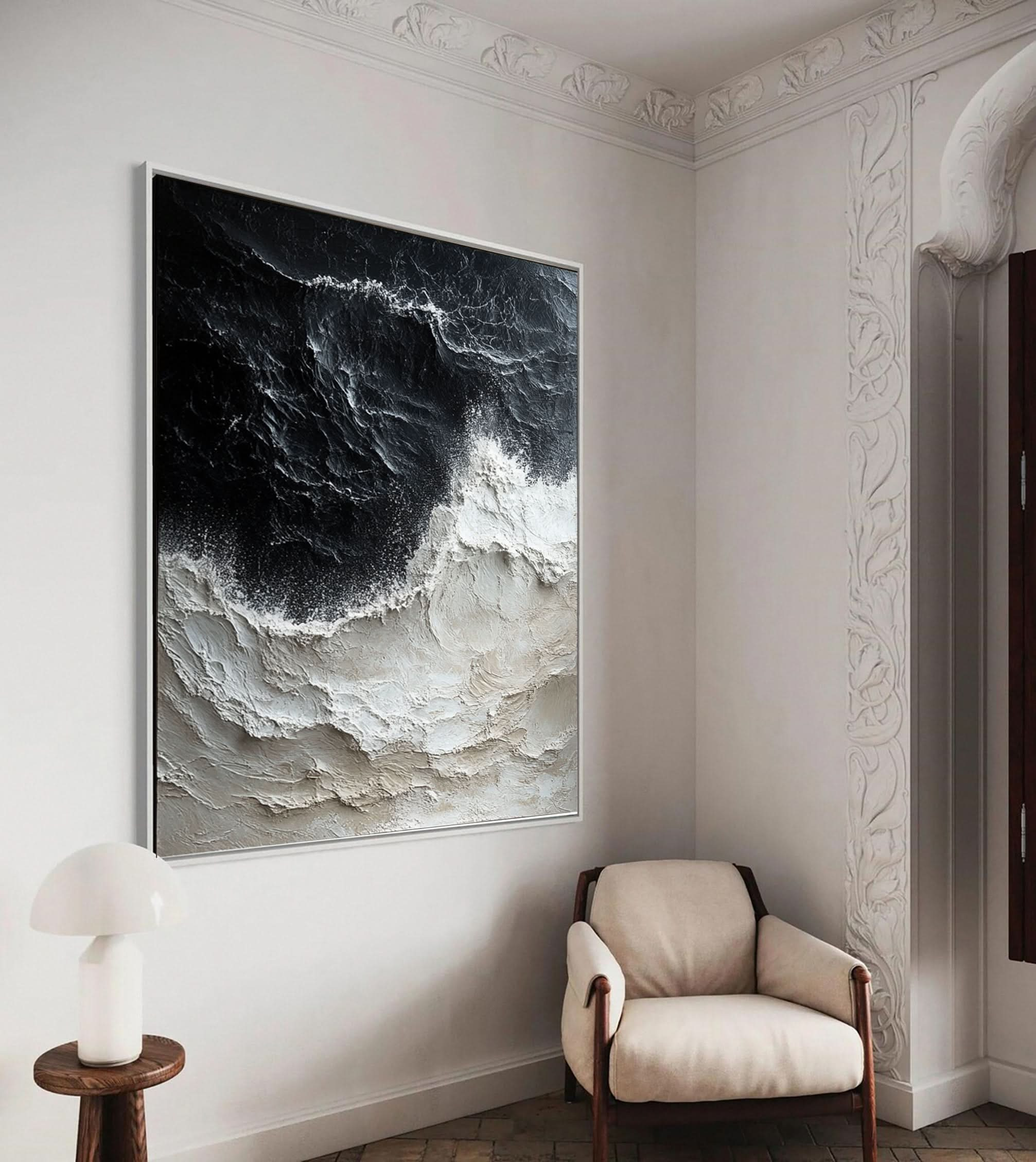 Dynamic Ocean Wave Canvas Art Textured Sea Painting #OS 065