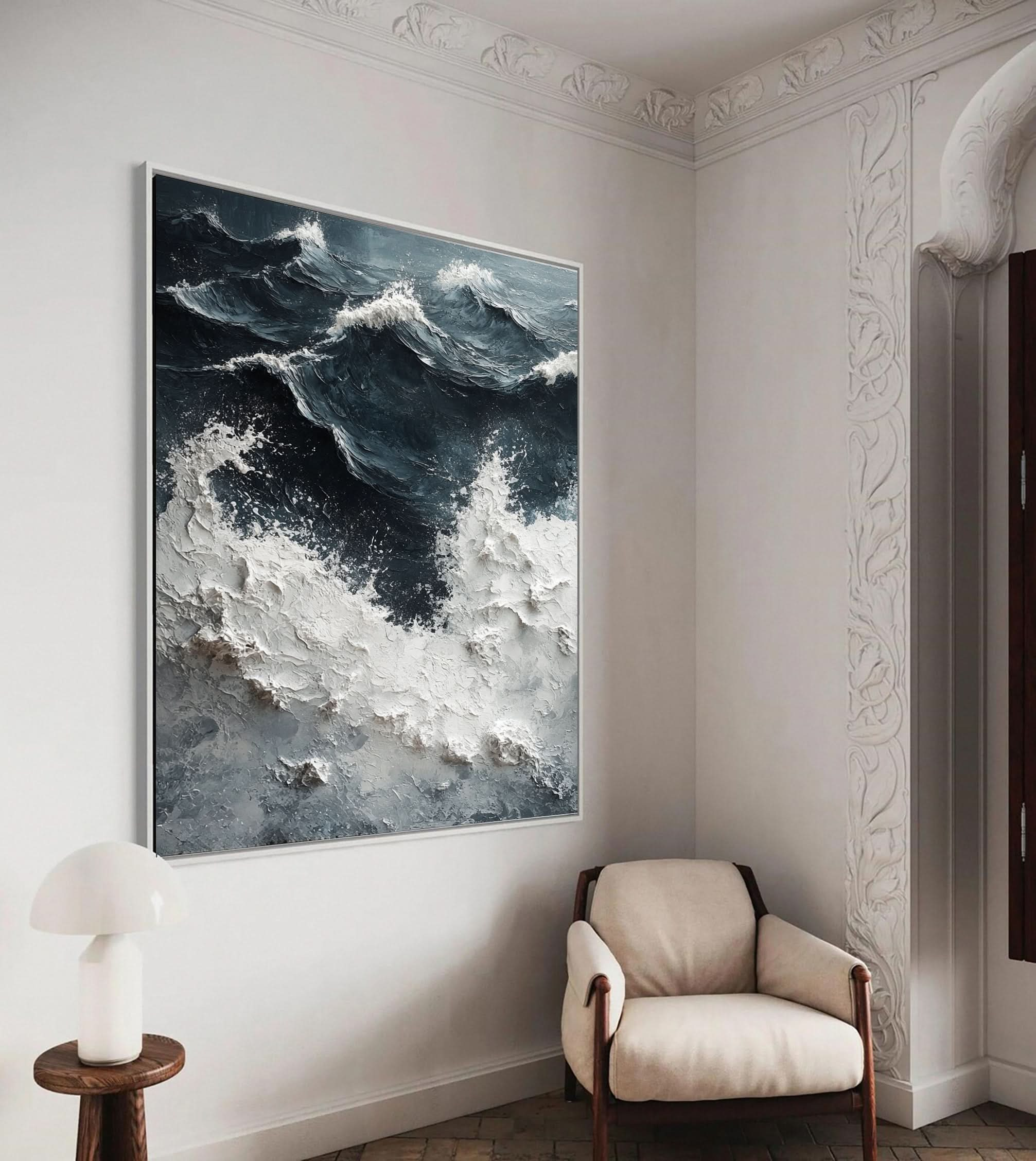 Dynamic Ocean Wave Canvas Art Textured Sea Painting #OS 062