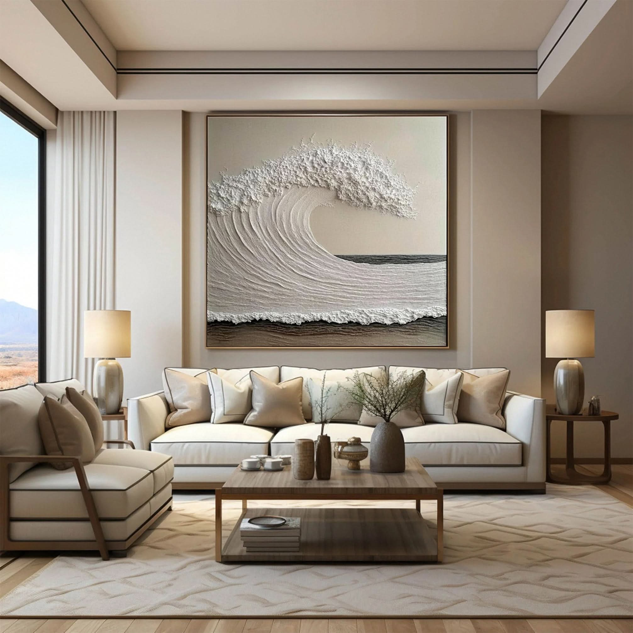 Dynamic Ocean Wave Canvas Art Textured Sea Painting #OS 078