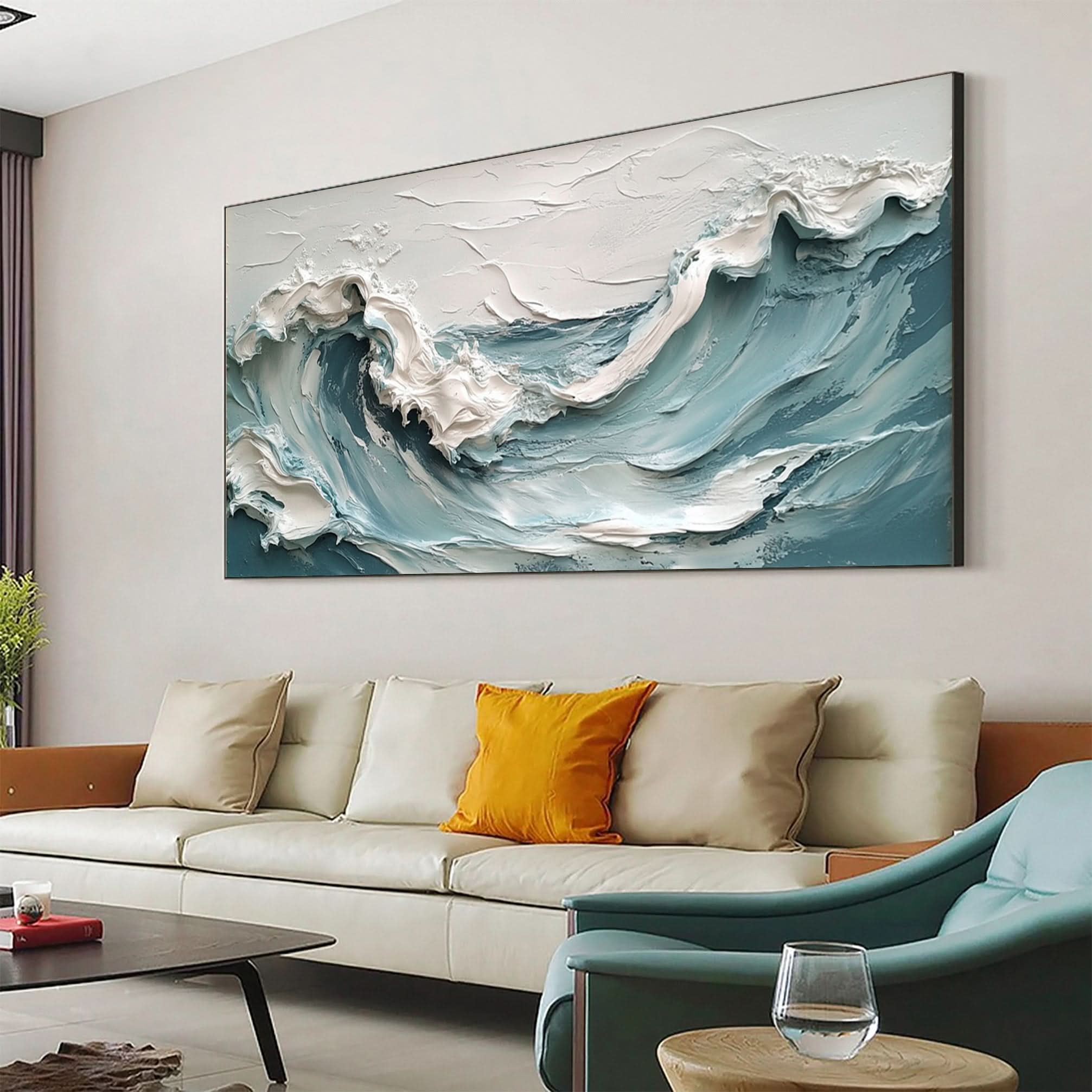 Large Abstract Sea Waves Artwork for Contemporary Wall Decor #OS 054