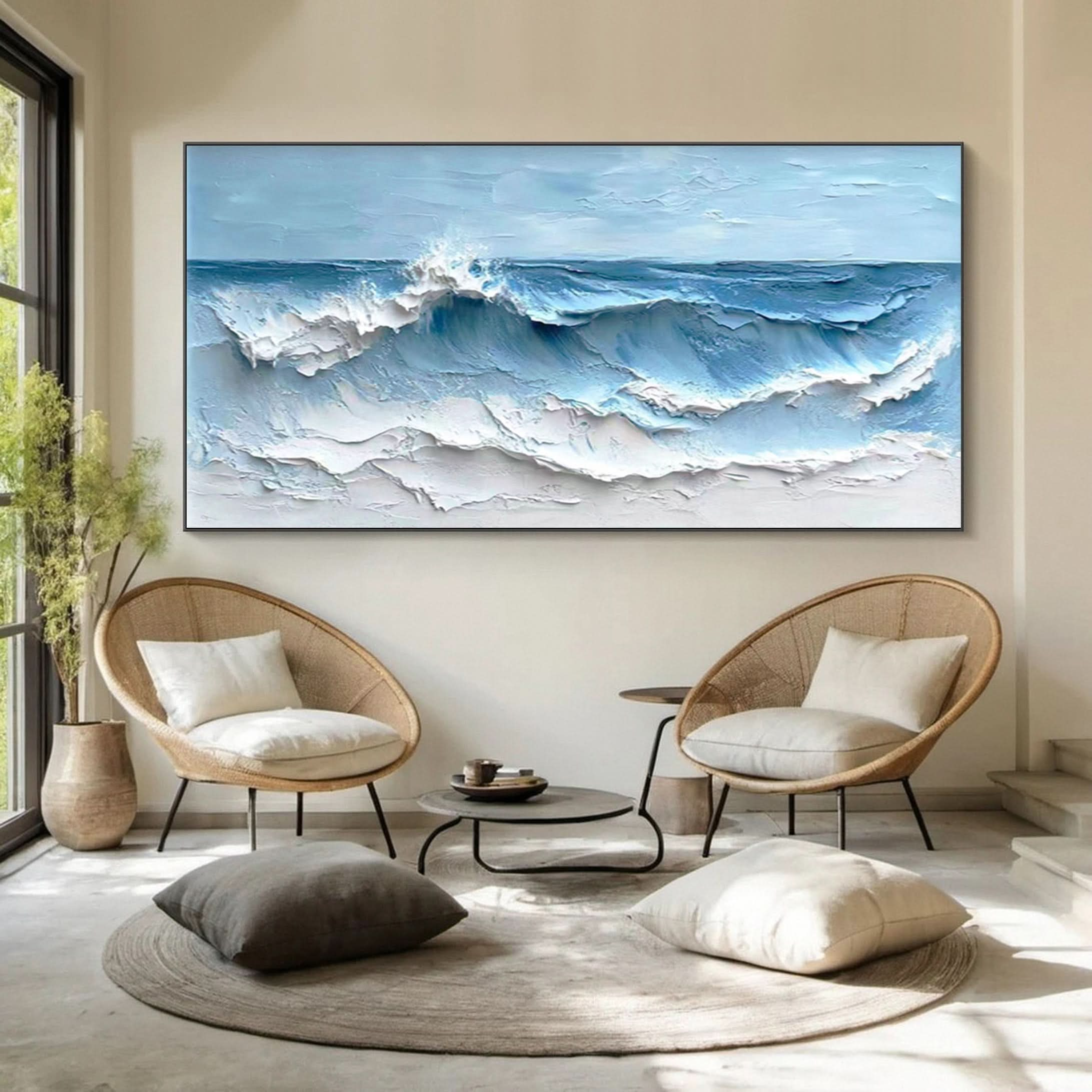 Large Textured Seascape Painting for Living Room Wall Art #OS 039