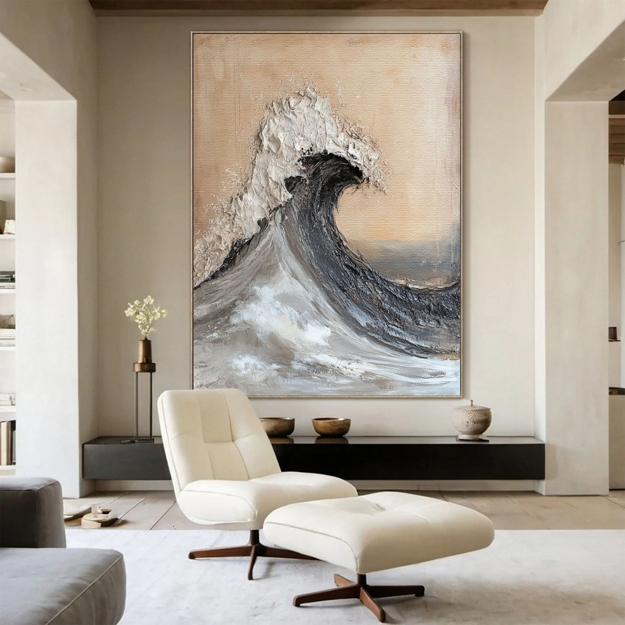 Dynamic Ocean Wave Canvas Art Textured Sea Painting #OS 069