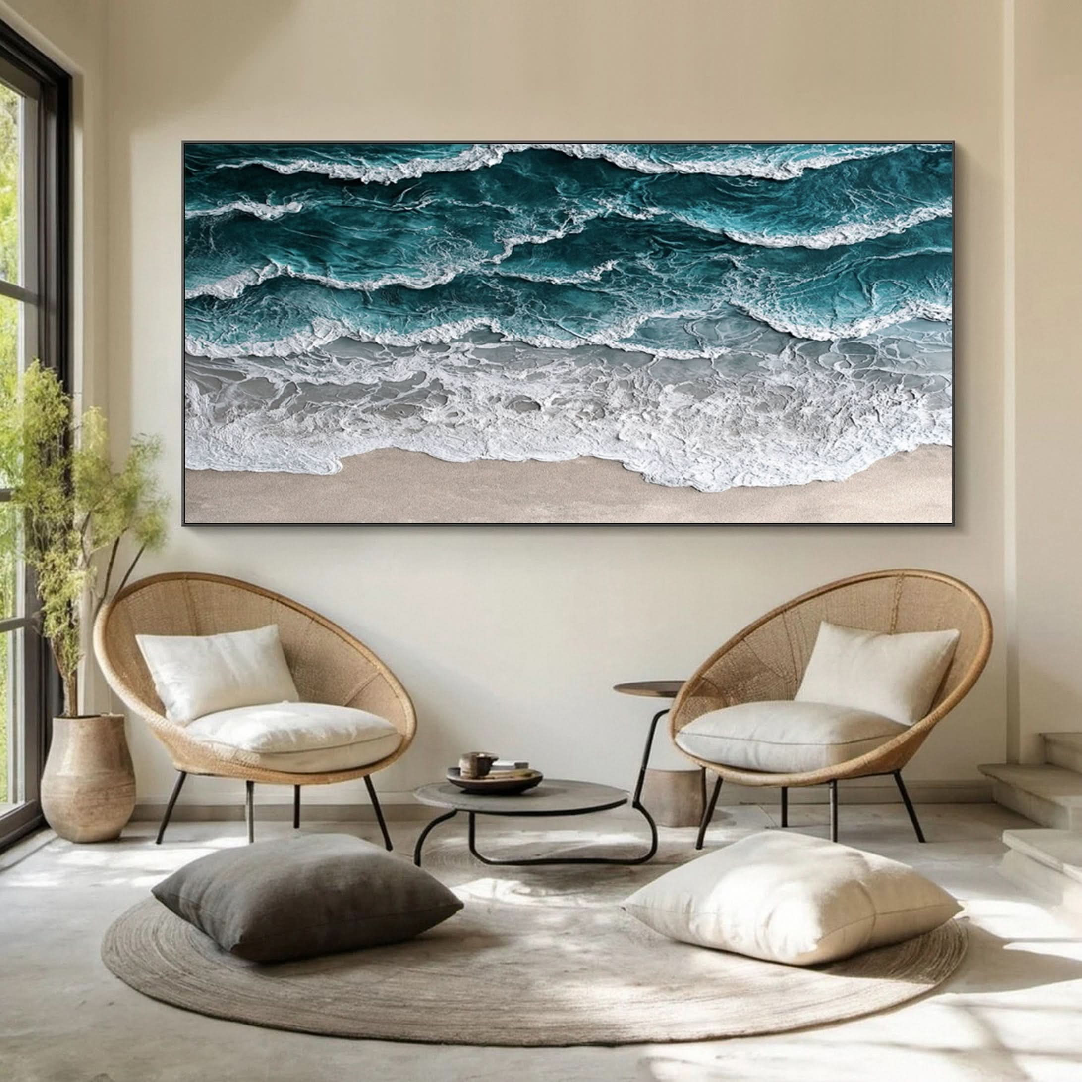 Large Textured Seascape Painting for Living Room Wall Art #OS 031