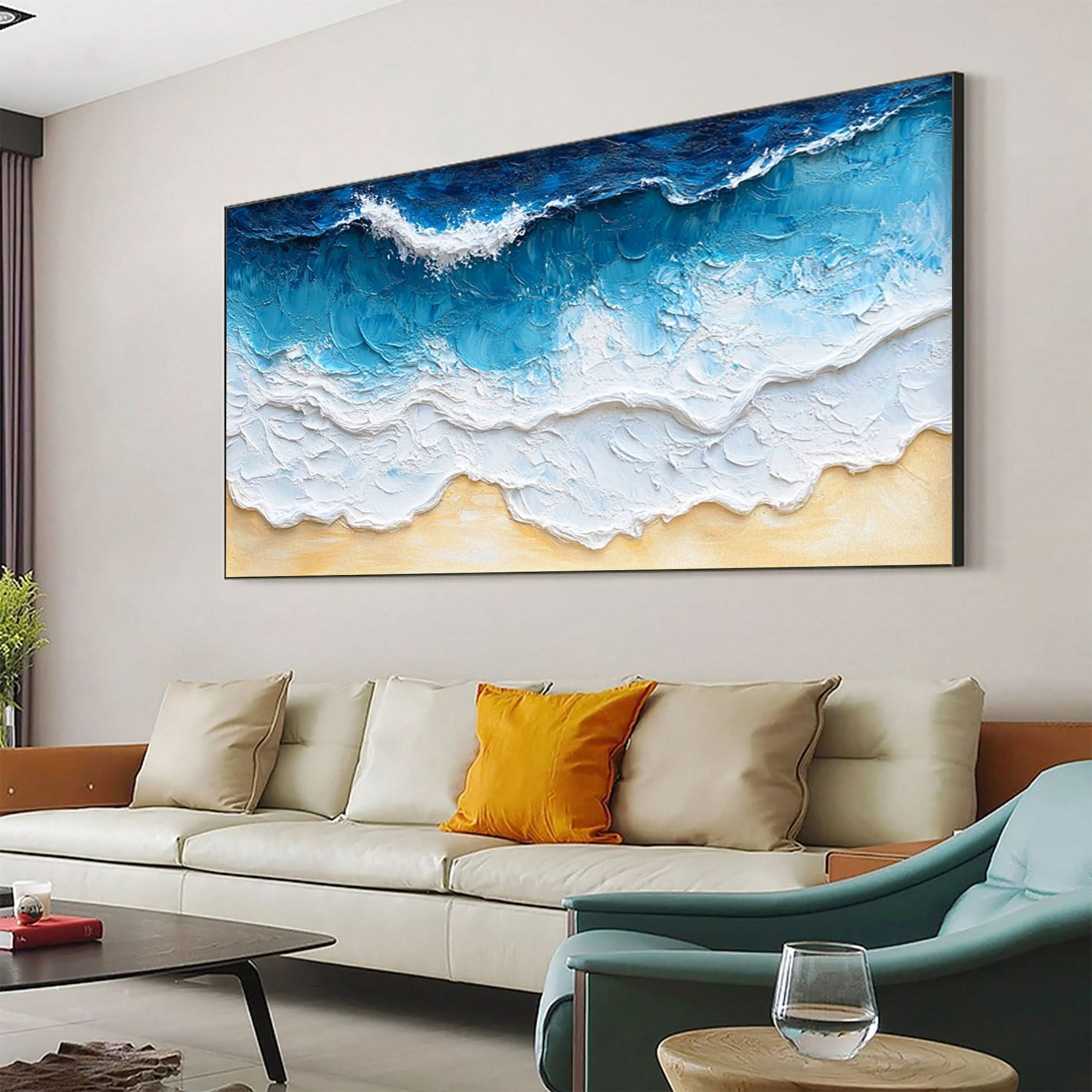 Large Textured Seascape Painting for Living Room Wall Art #OS 032