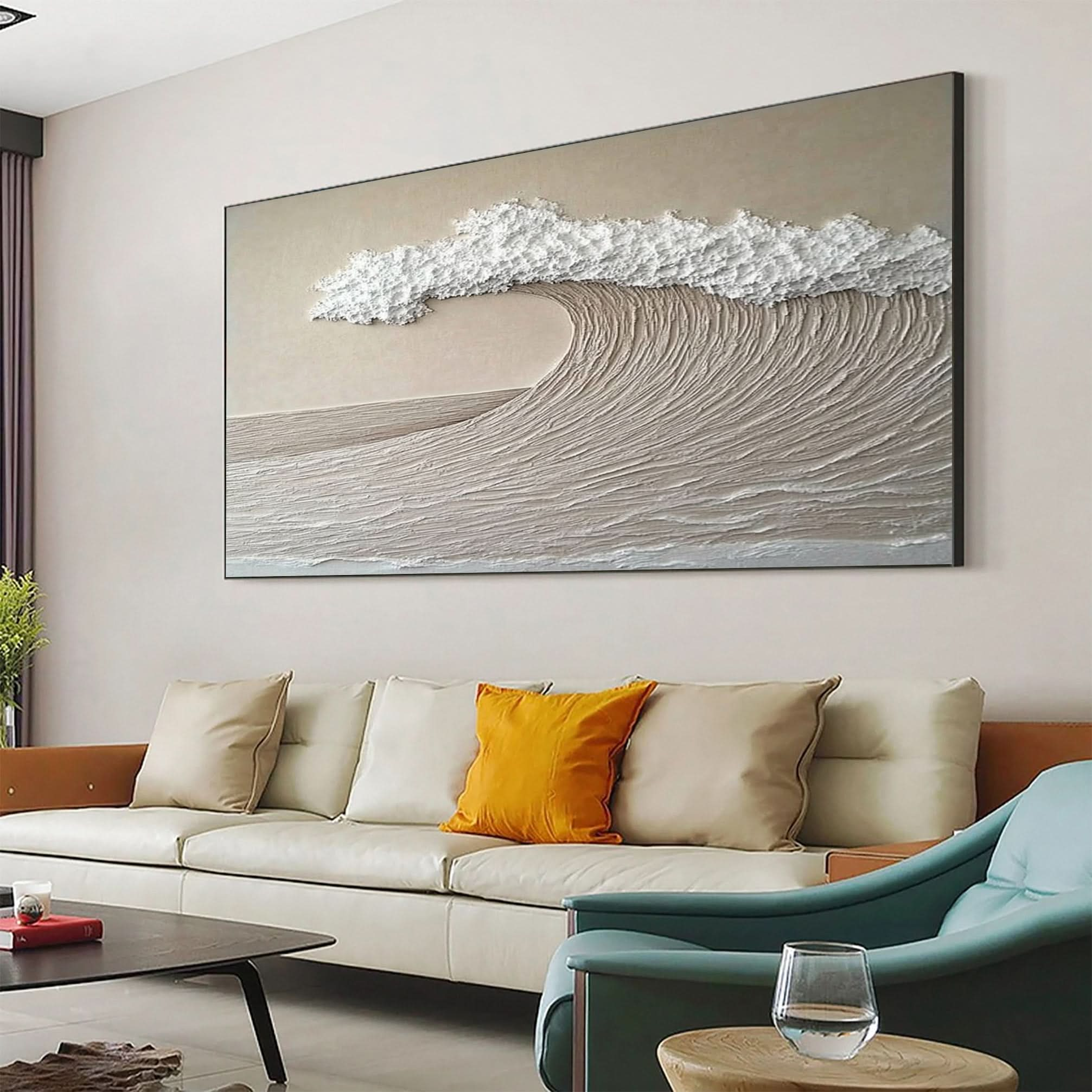 Dynamic Ocean Wave Canvas Art Textured Sea Painting #OS 073