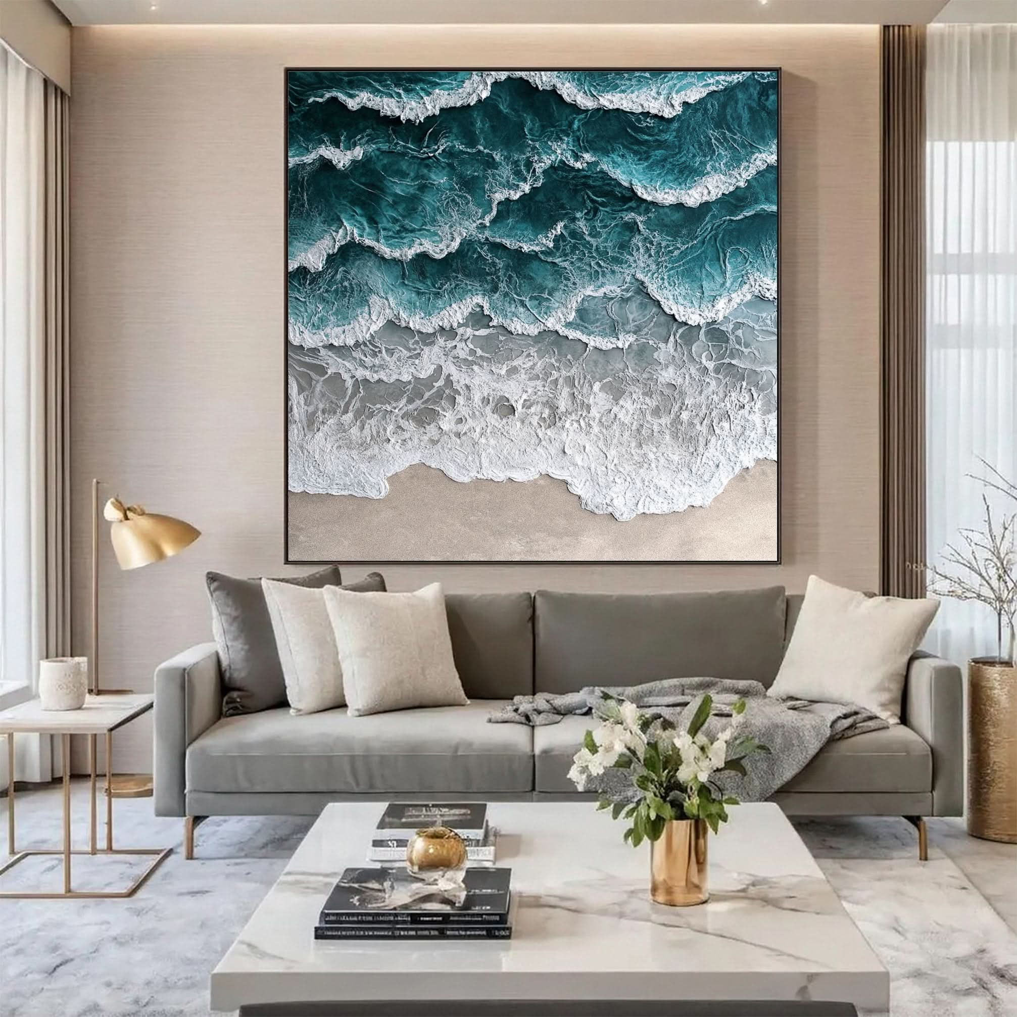 Large Textured Seascape Painting for Living Room Wall Art #OS 035