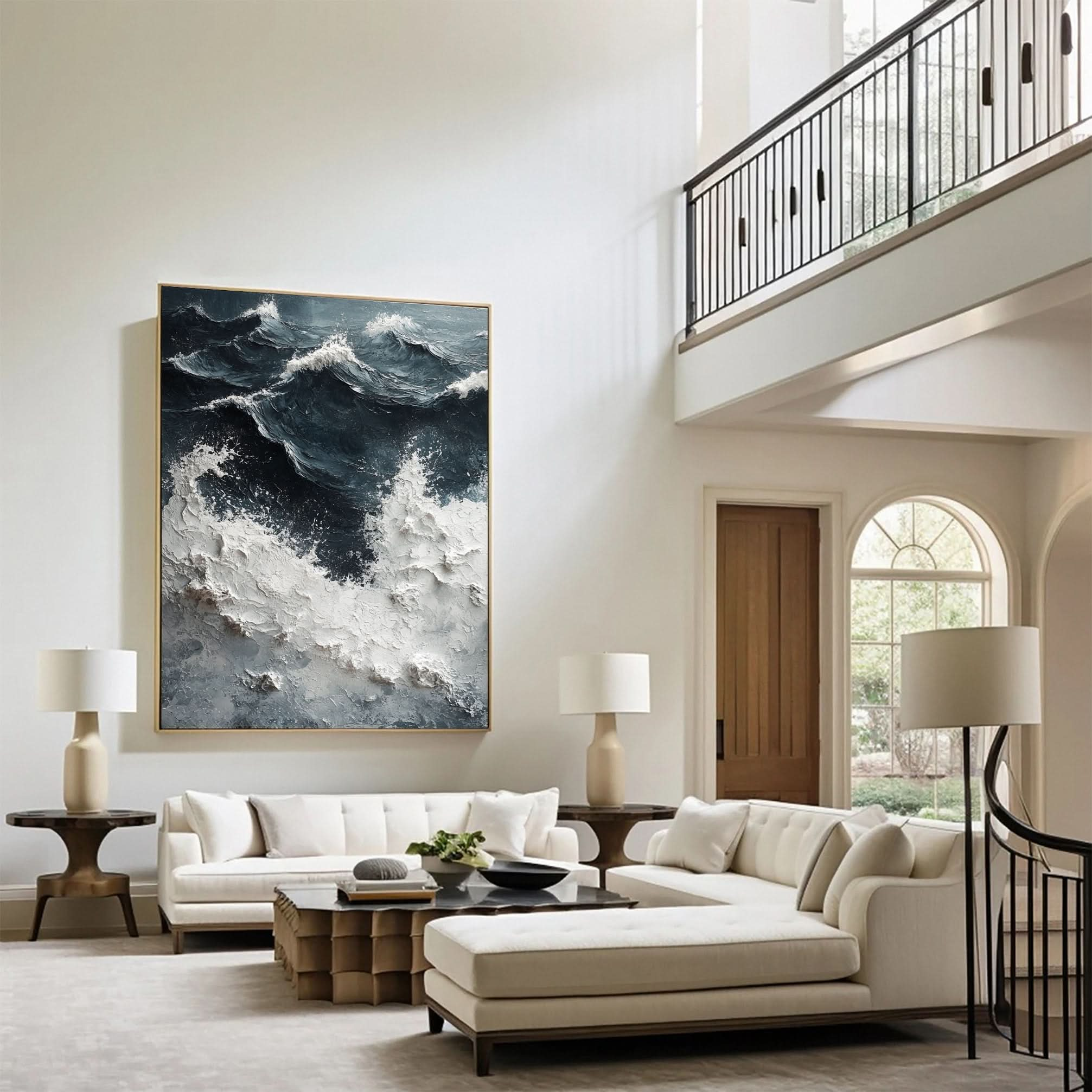 Dynamic Ocean Wave Canvas Art Textured Sea Painting #OS 062