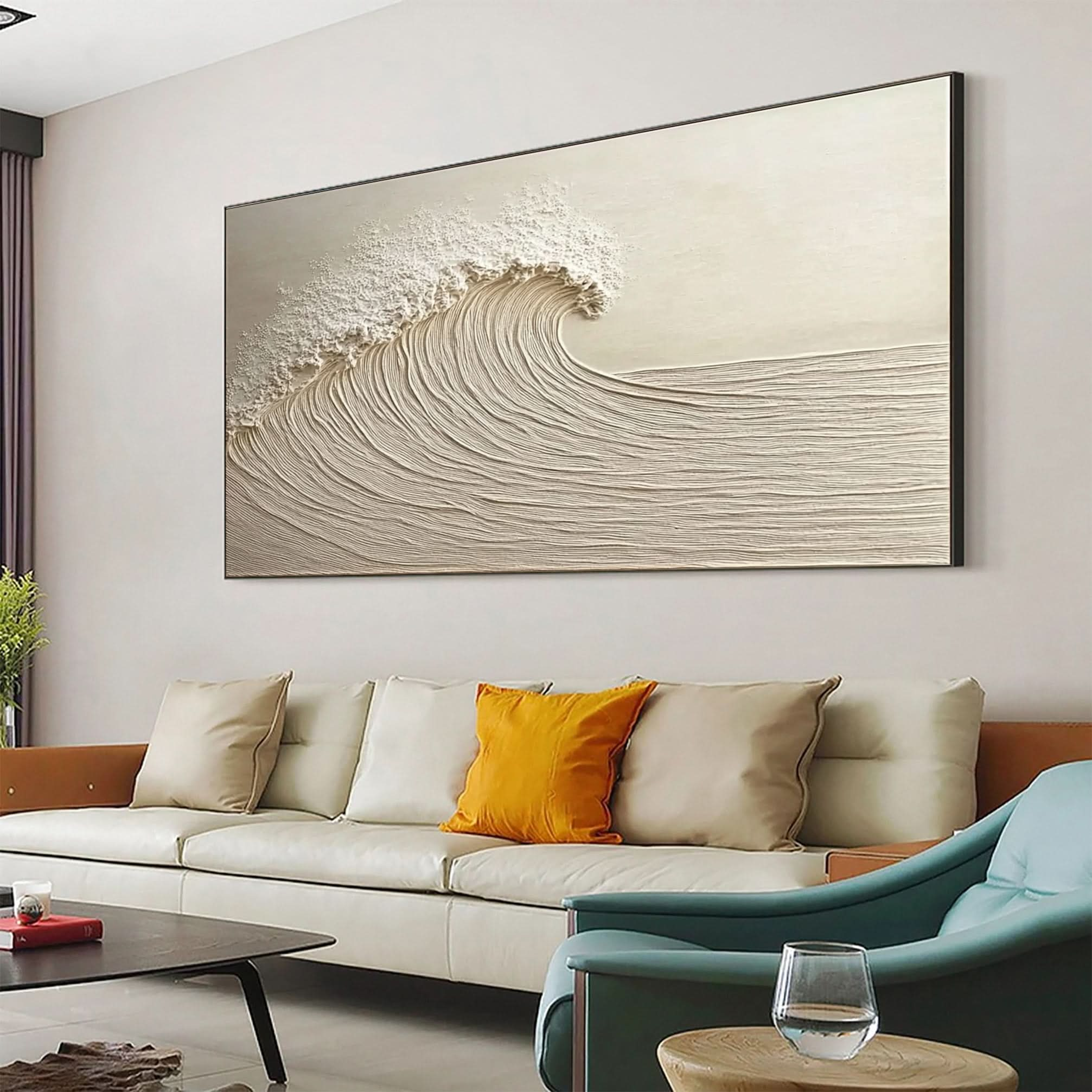 Dynamic Ocean Wave Canvas Art Textured Sea Painting #OS 077