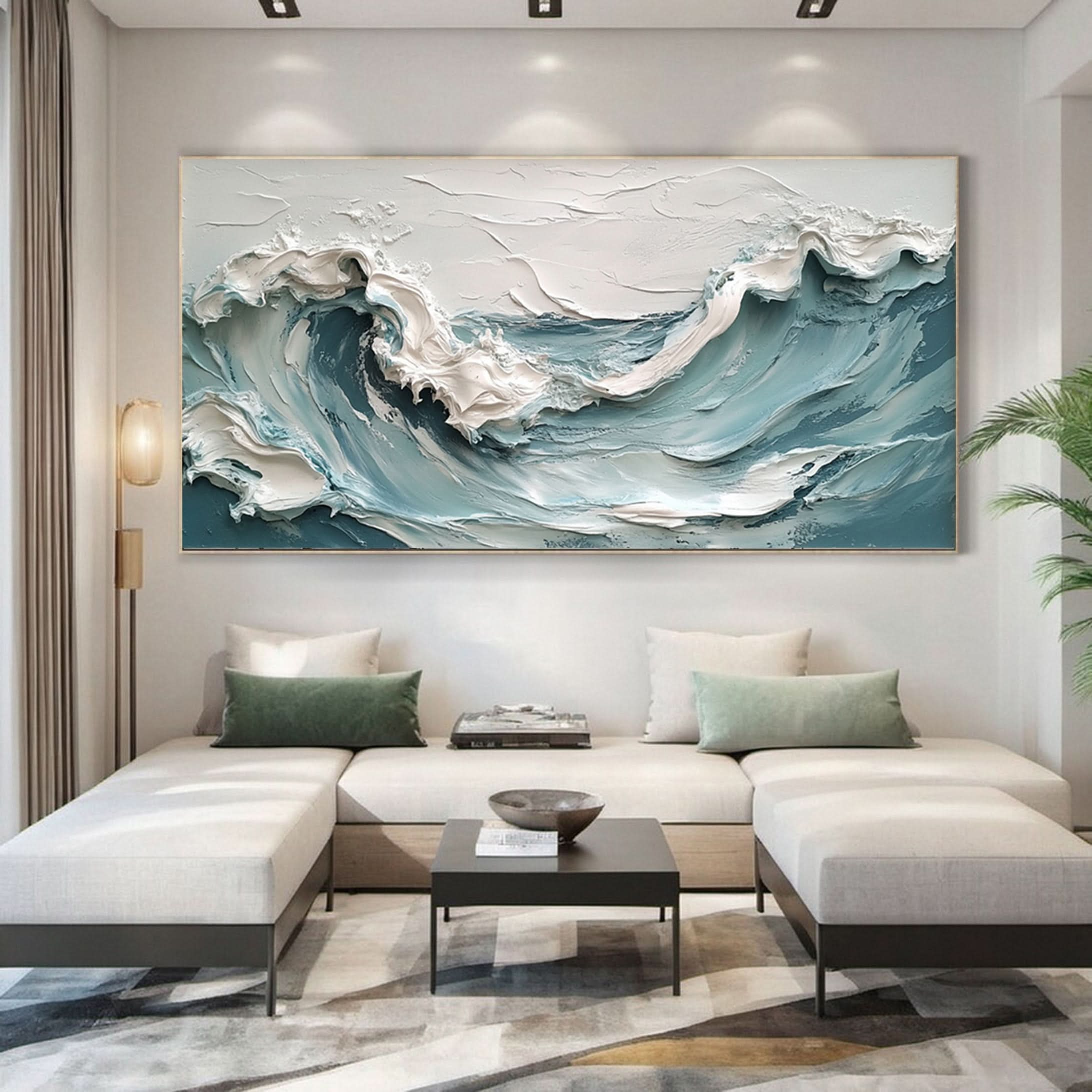 Large Abstract Sea Waves Artwork for Contemporary Wall Decor #OS 054