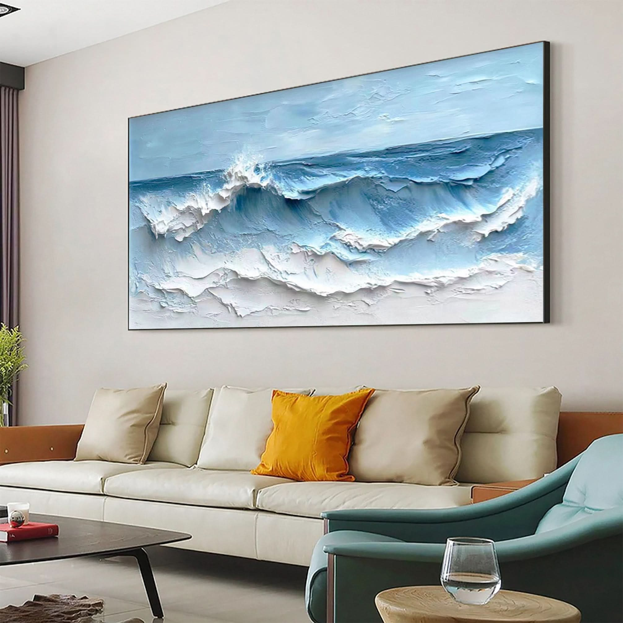 Large Textured Seascape Painting for Living Room Wall Art #OS 039