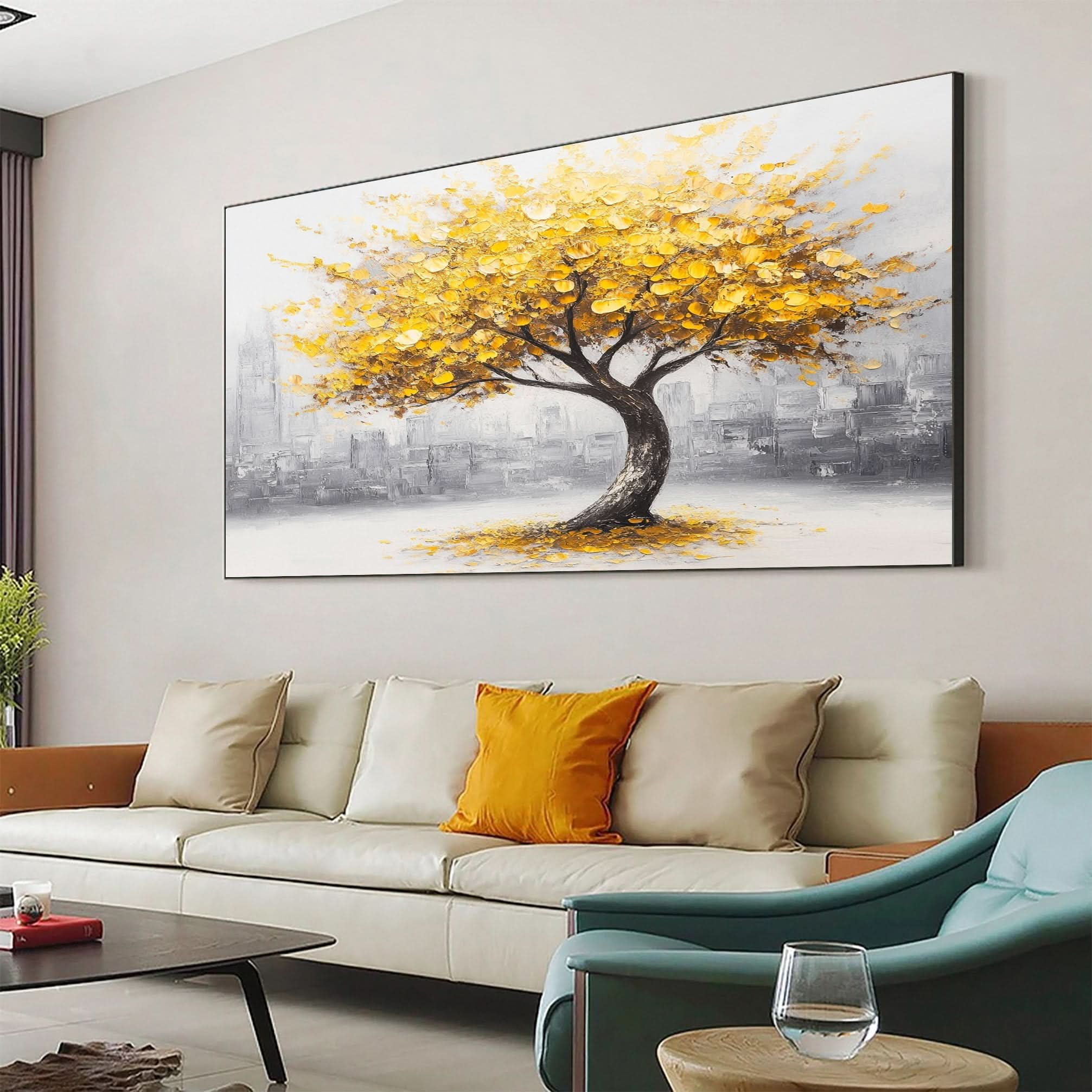 Golden Tree of Tranquility Canvas Art Luxurious Wall Decor #FT 060