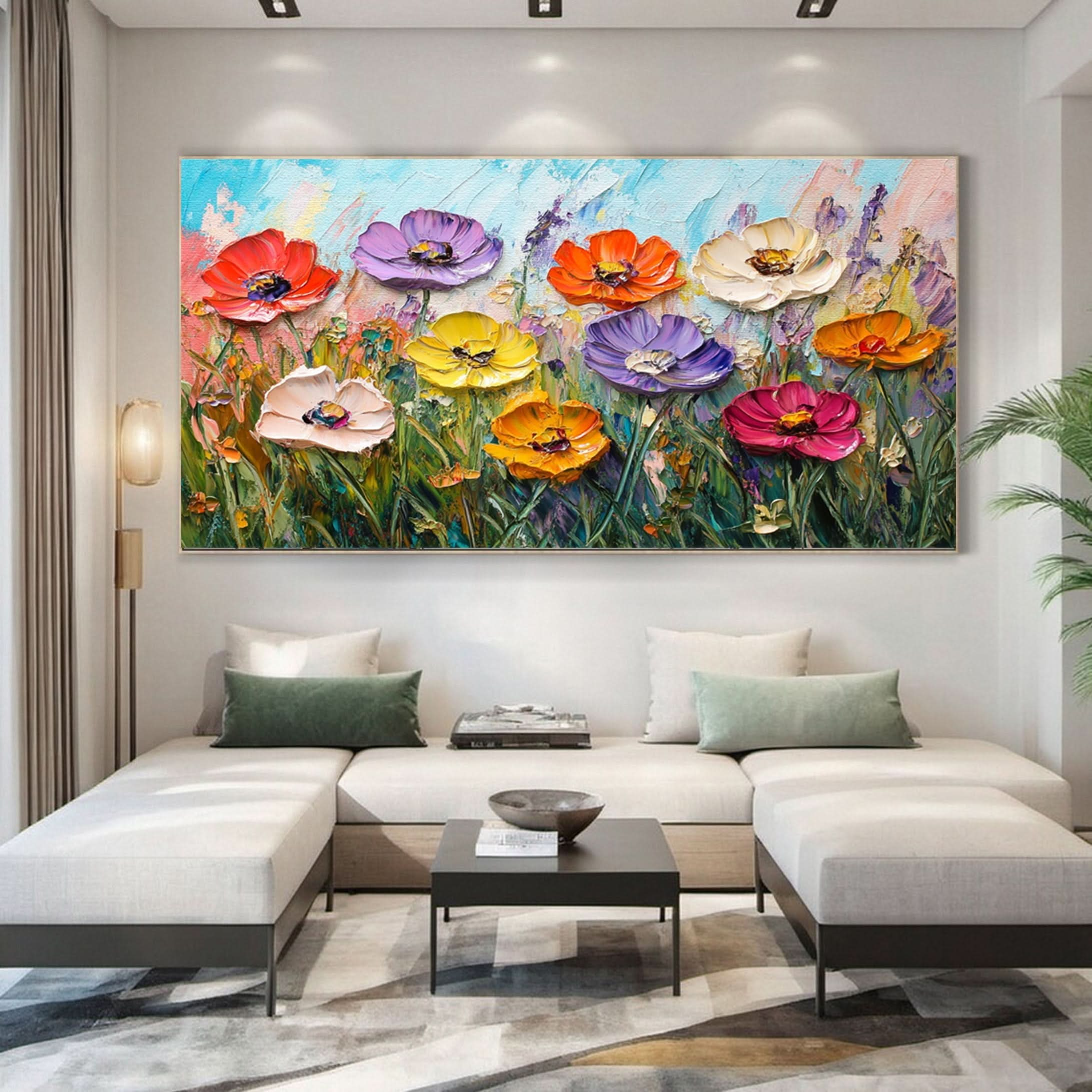 Lively Meadow Flowers Canvas Art Vivid Floral Wall Decor for Room Decor #FT 052