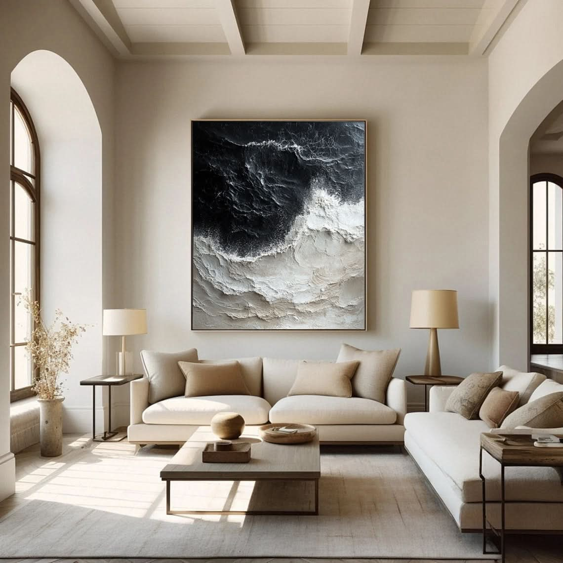 Dynamic Ocean Wave Canvas Art Textured Sea Painting #OS 065