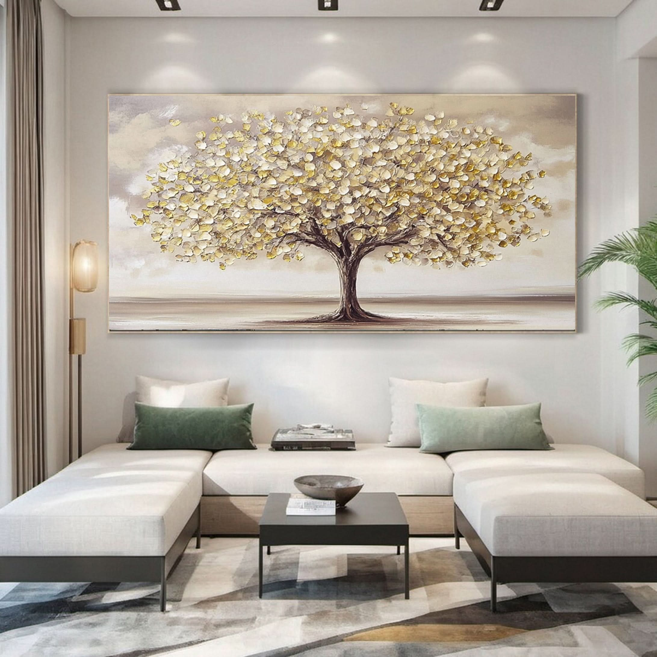 Golden Tree of Tranquility Canvas Art Luxurious Wall Decor #FT 056