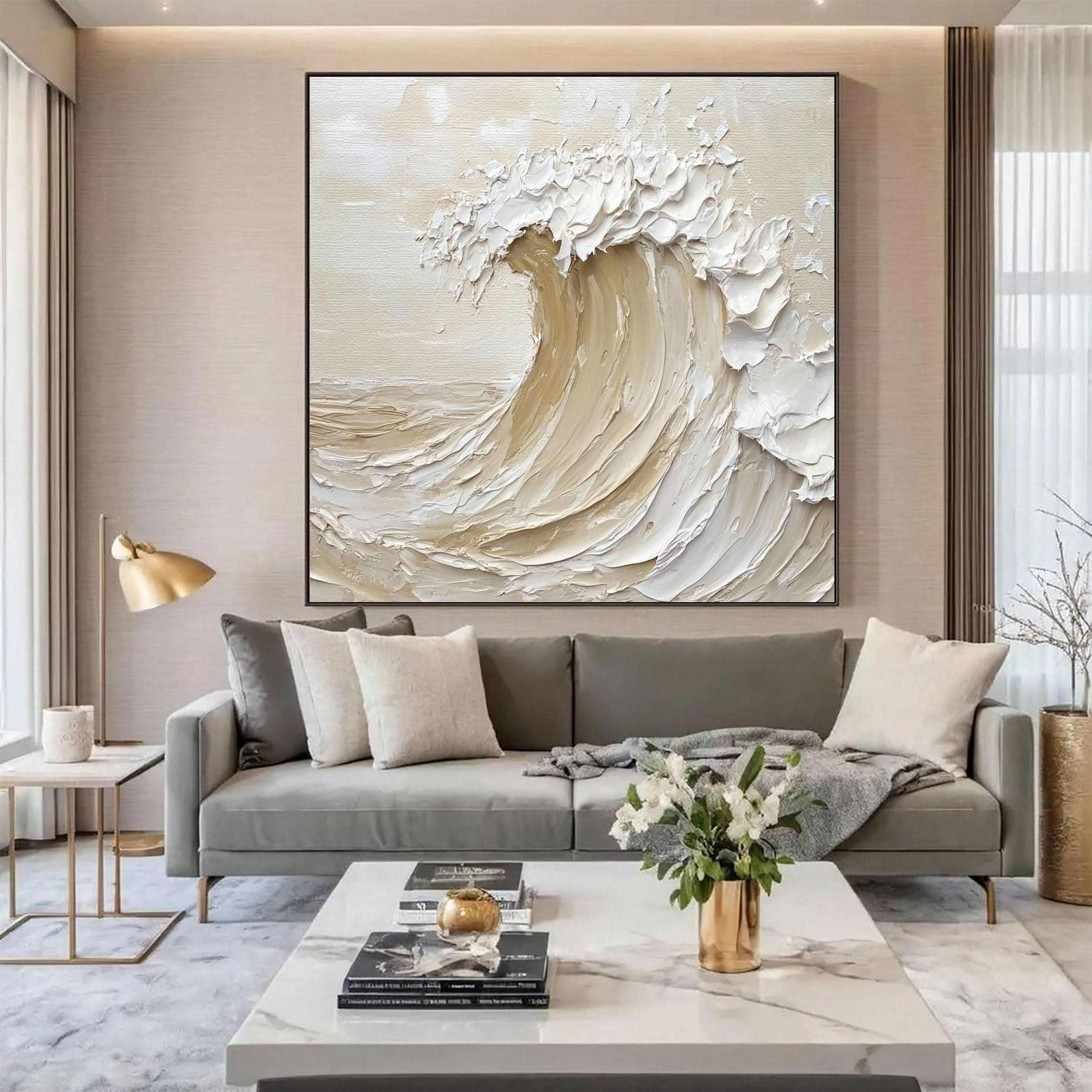 Dynamic Ocean Wave Canvas Art Textured Sea Painting #OS 071