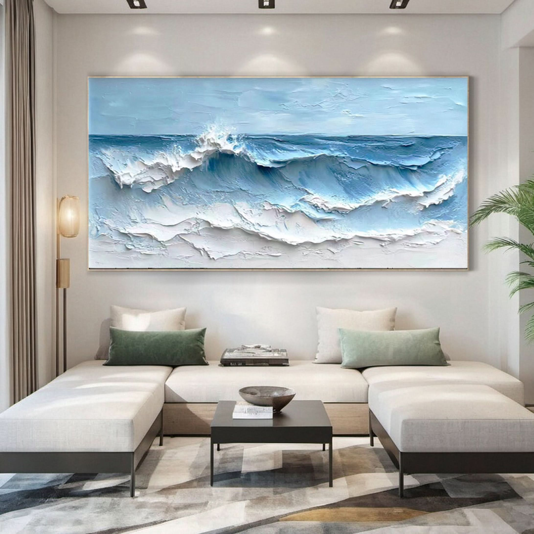 Large Textured Seascape Painting for Living Room Wall Art #OS 039