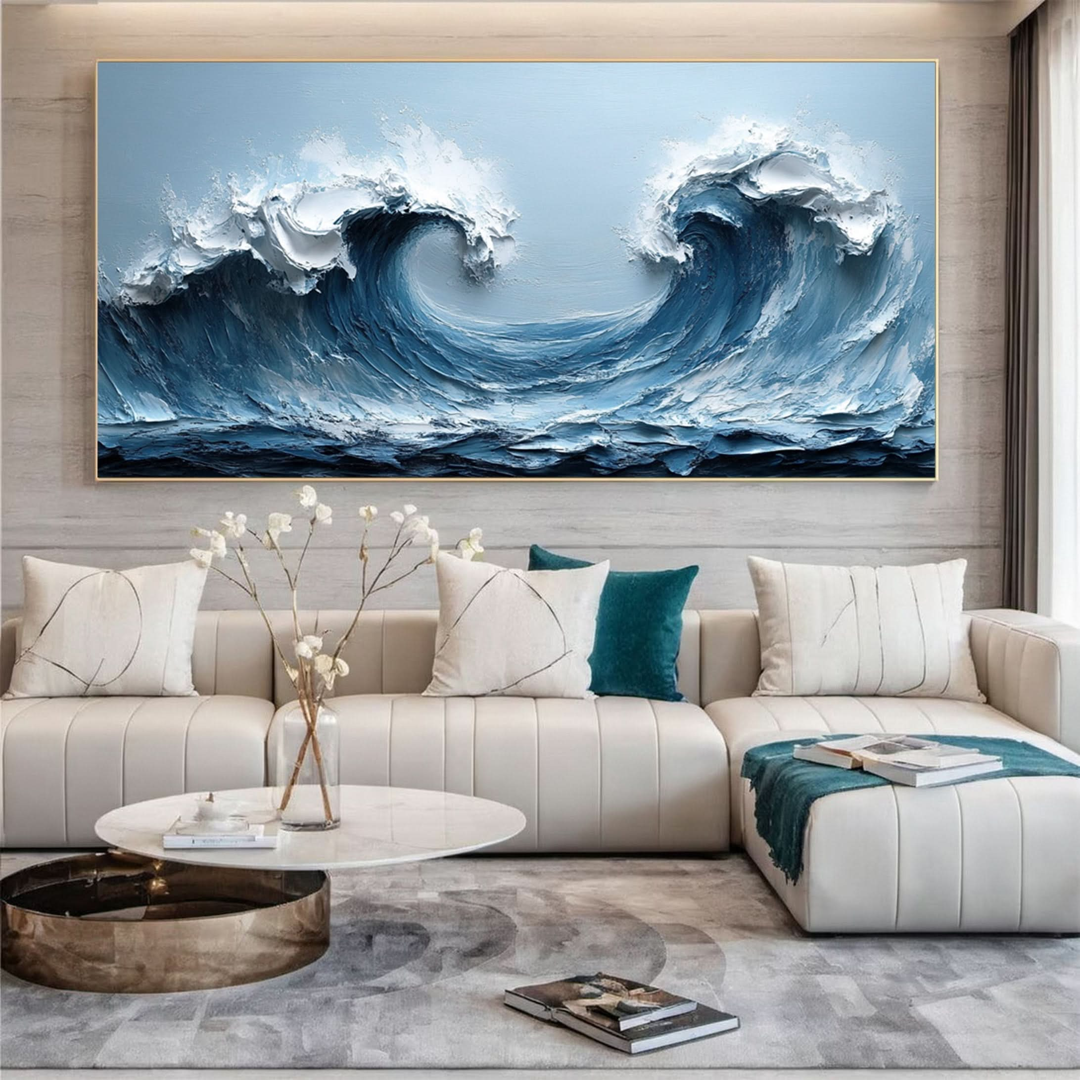 Large Abstract Sea Waves Artwork for Contemporary Wall Decor #OS 055