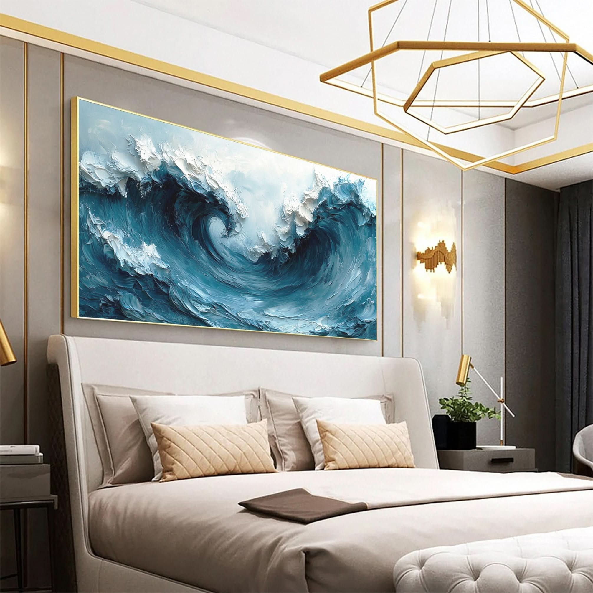 Large Abstract Sea Waves Artwork for Contemporary Wall Decor #OS 056