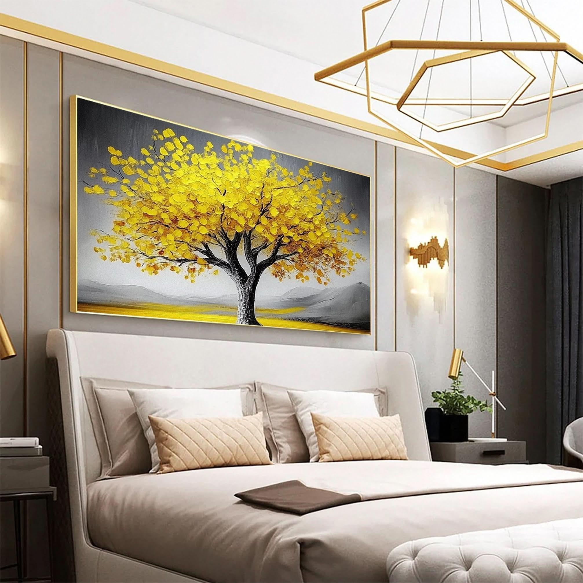 Golden Tree of Tranquility Canvas Art Luxurious Wall Decor #FT 058