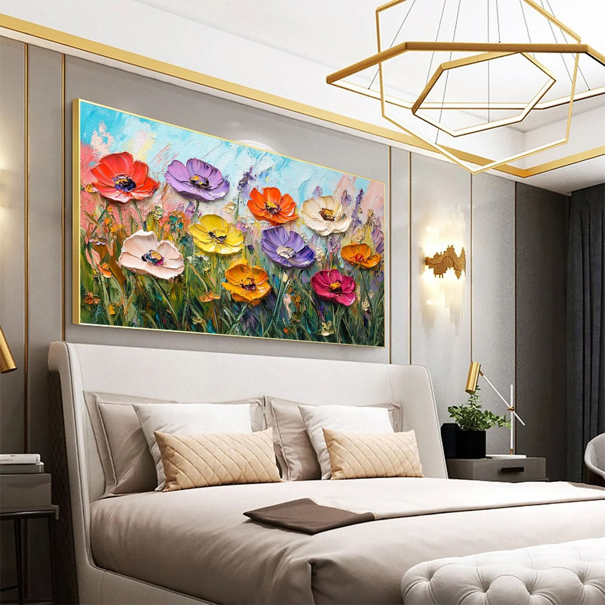 Lively Meadow Flowers Canvas Art Vivid Floral Wall Decor for Room Decor #FT 052