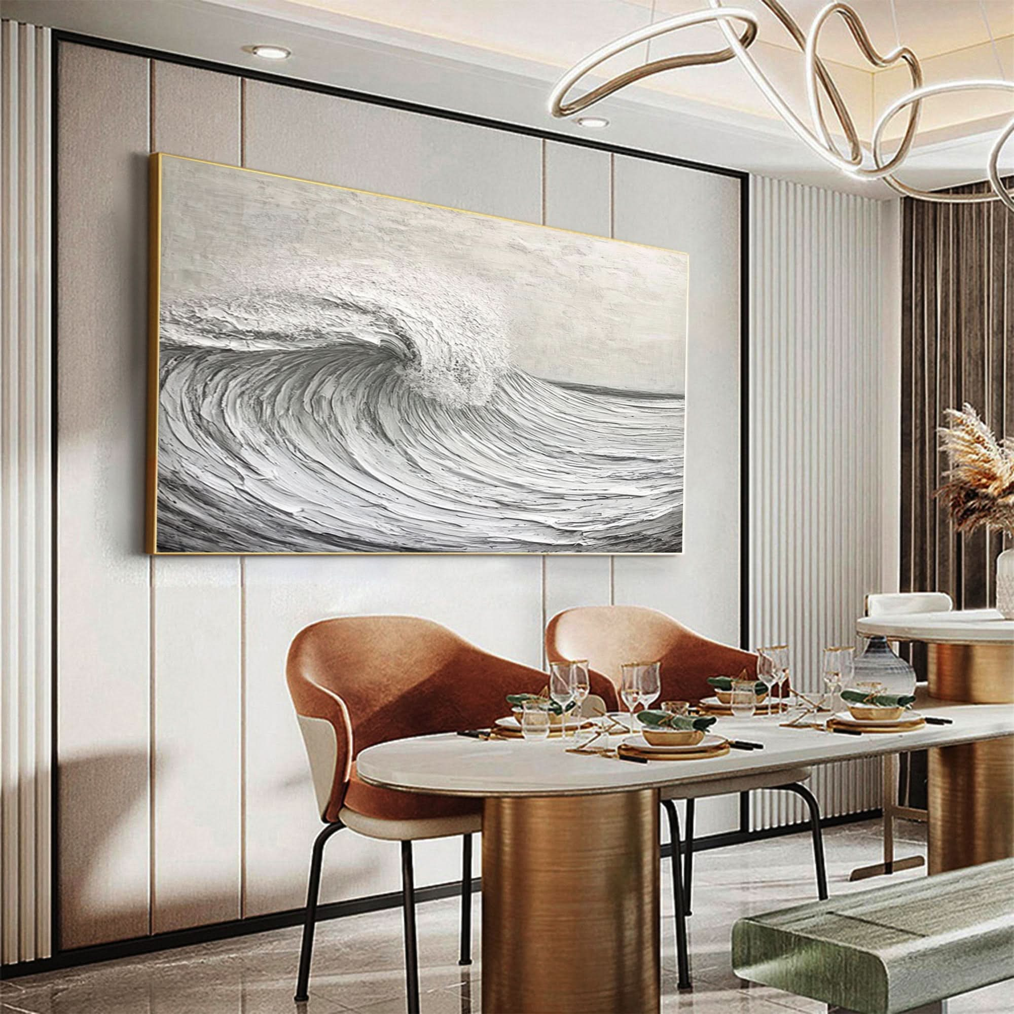 Modern Nature Inspired Wall Art Textured Wave Oil Painting #BBM 032